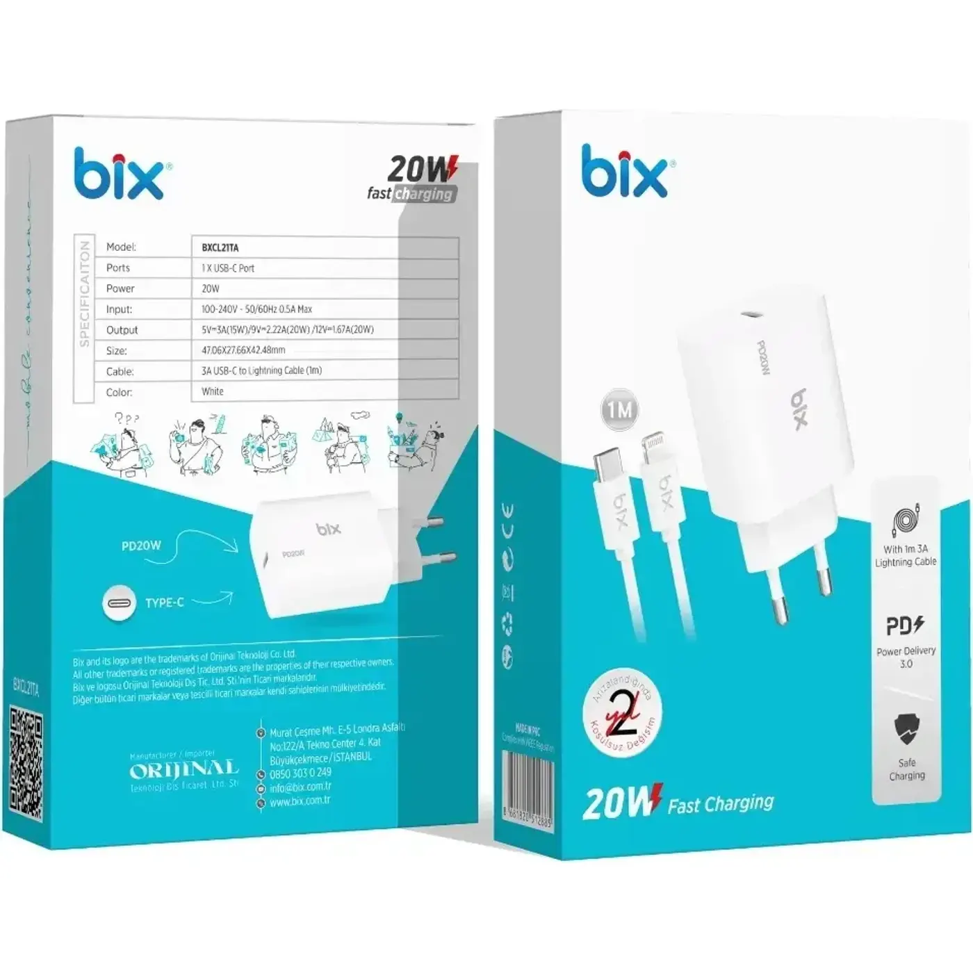 BXCL21TA 20W Type-C PD 3.0 Akım Korumalı Hızlı Şarj — görsel 3