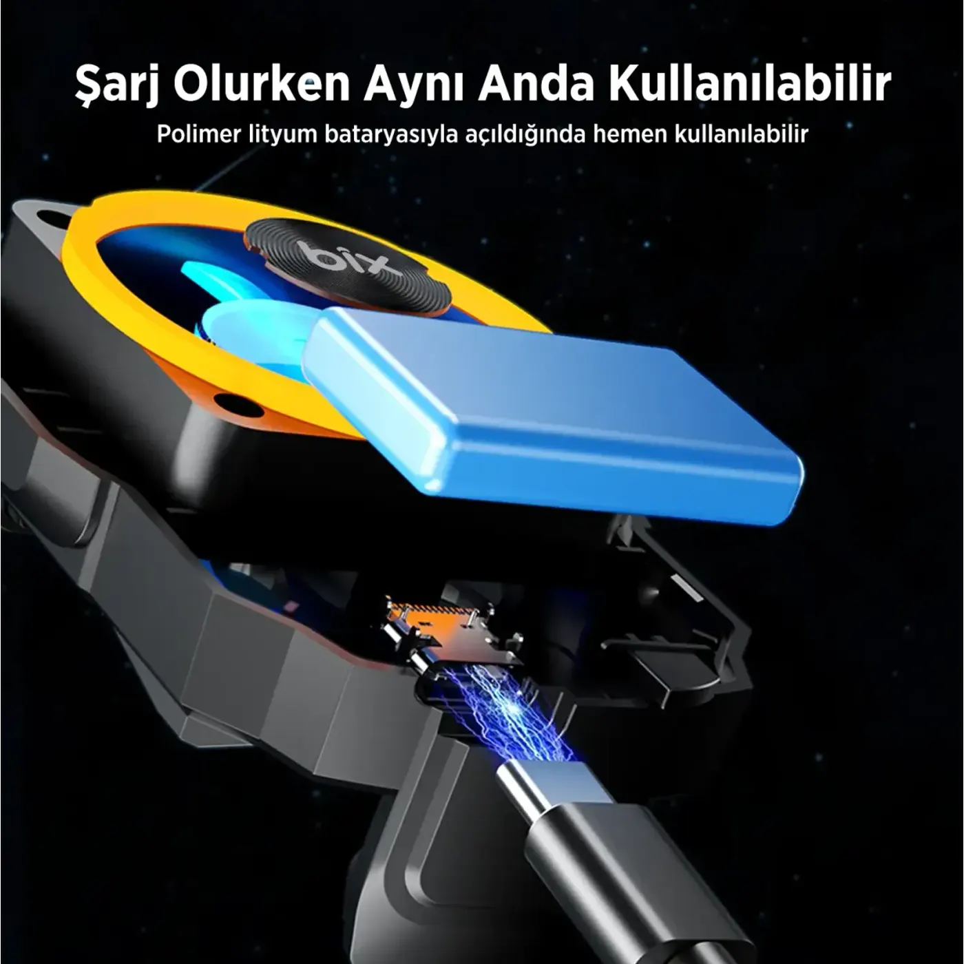BXCP04G Sessiz ve Güçlü Telefon Soğutucu Fan Bataryalı — görsel 5