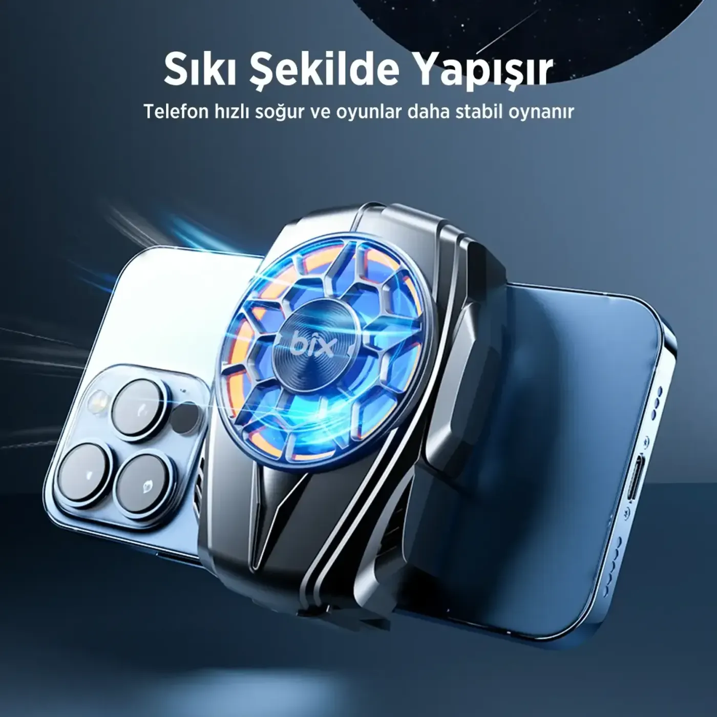 BXCP04G Sessiz ve Güçlü Telefon Soğutucu Fan Bataryalı — görsel 6