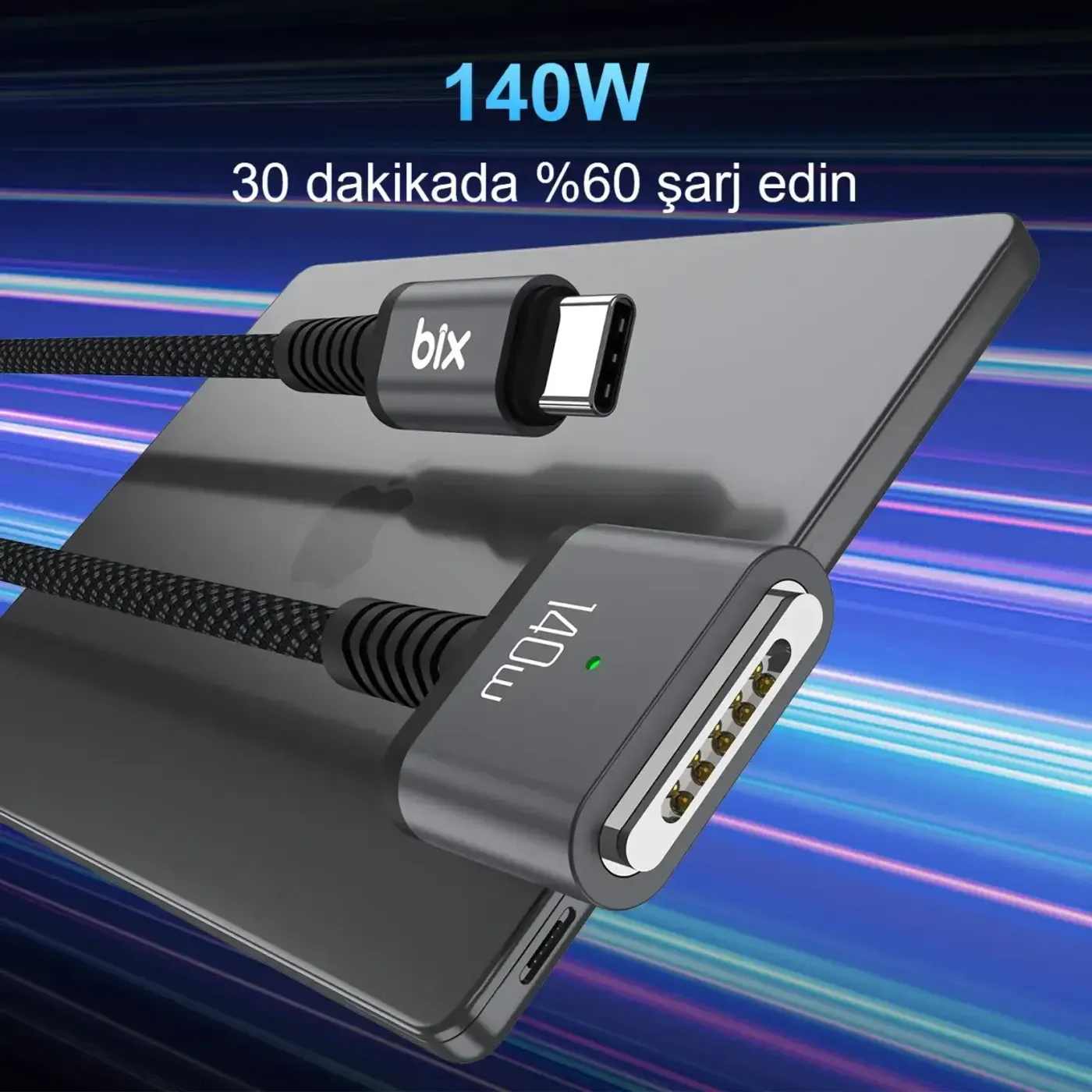 BXM3C 140W Type-C to Magsafe 3 Macbook Pro Şarj Kablosu — görsel 2