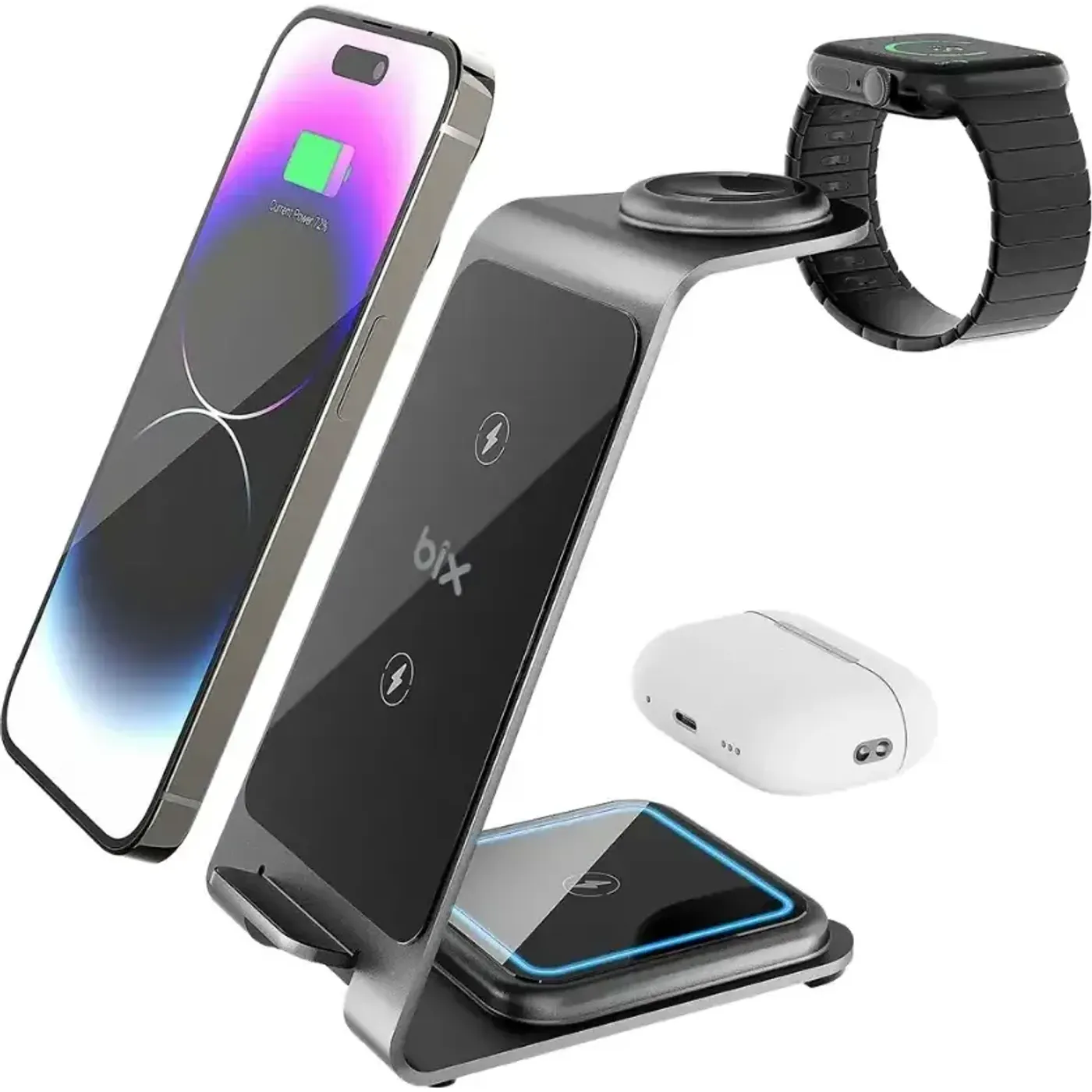 BXMW3 15W 3’ü 1 Arada iPhone Apple Watch AirPods Uyumlu