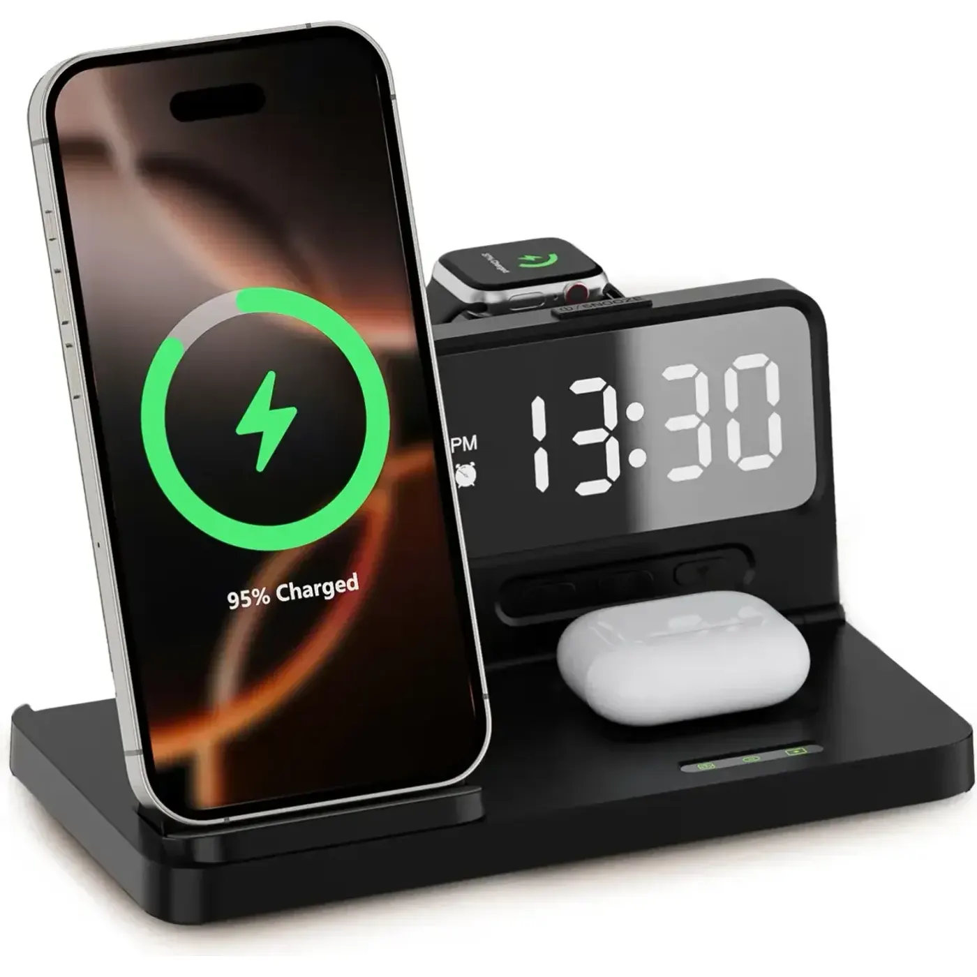 BXMW4 Alarmlı Saat Özellikli 15W Akıllı Telefon Şarj