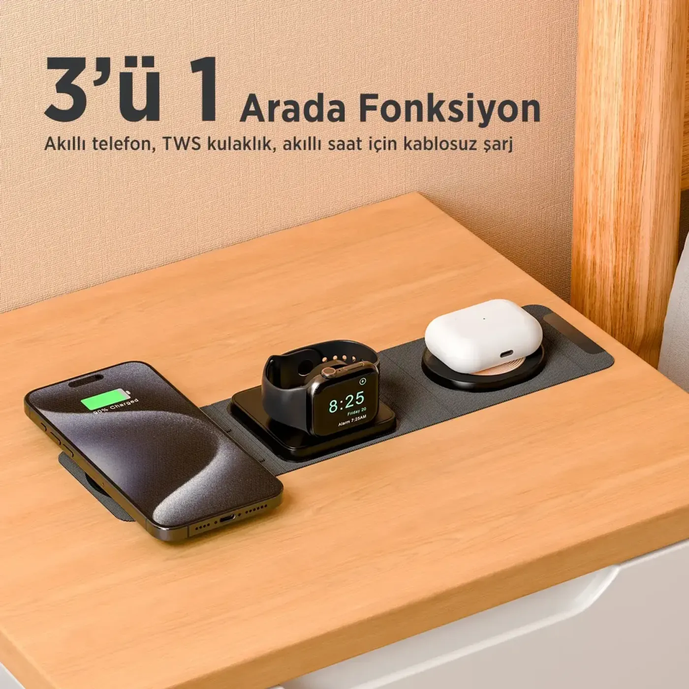 BXMW6 3’ü 1 Arada Akıllı Telefon, Akıllı Saat Şarj — görsel 2