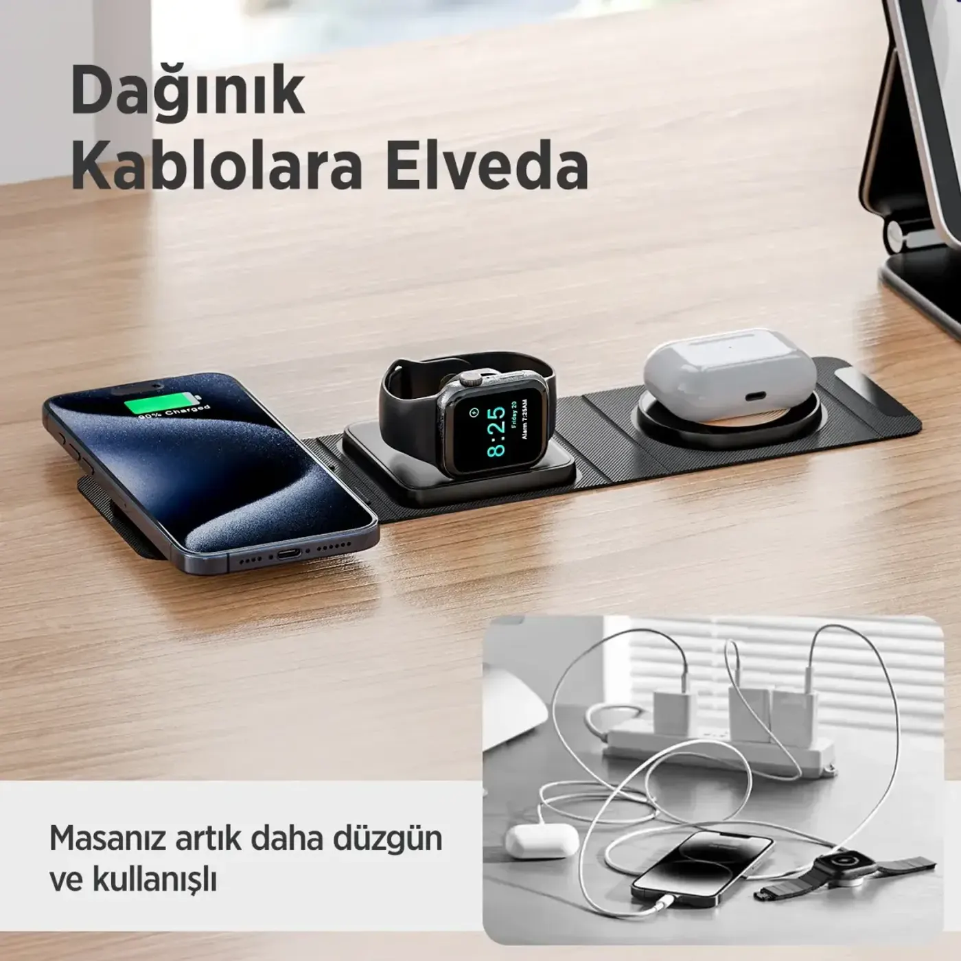 BXMW6 3’ü 1 Arada Akıllı Telefon, Akıllı Saat Şarj — görsel 5