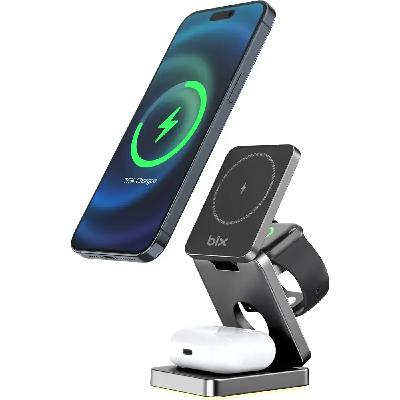 BXMW7 3’ü 1 Arada 15W Akıllı Telefon TWS Kablosuz Şarj