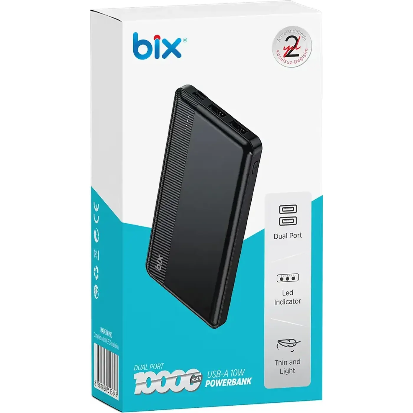 BXPB108 10000mAh Çift USB Çıkışlı ve LED Bildirimli — görsel 4