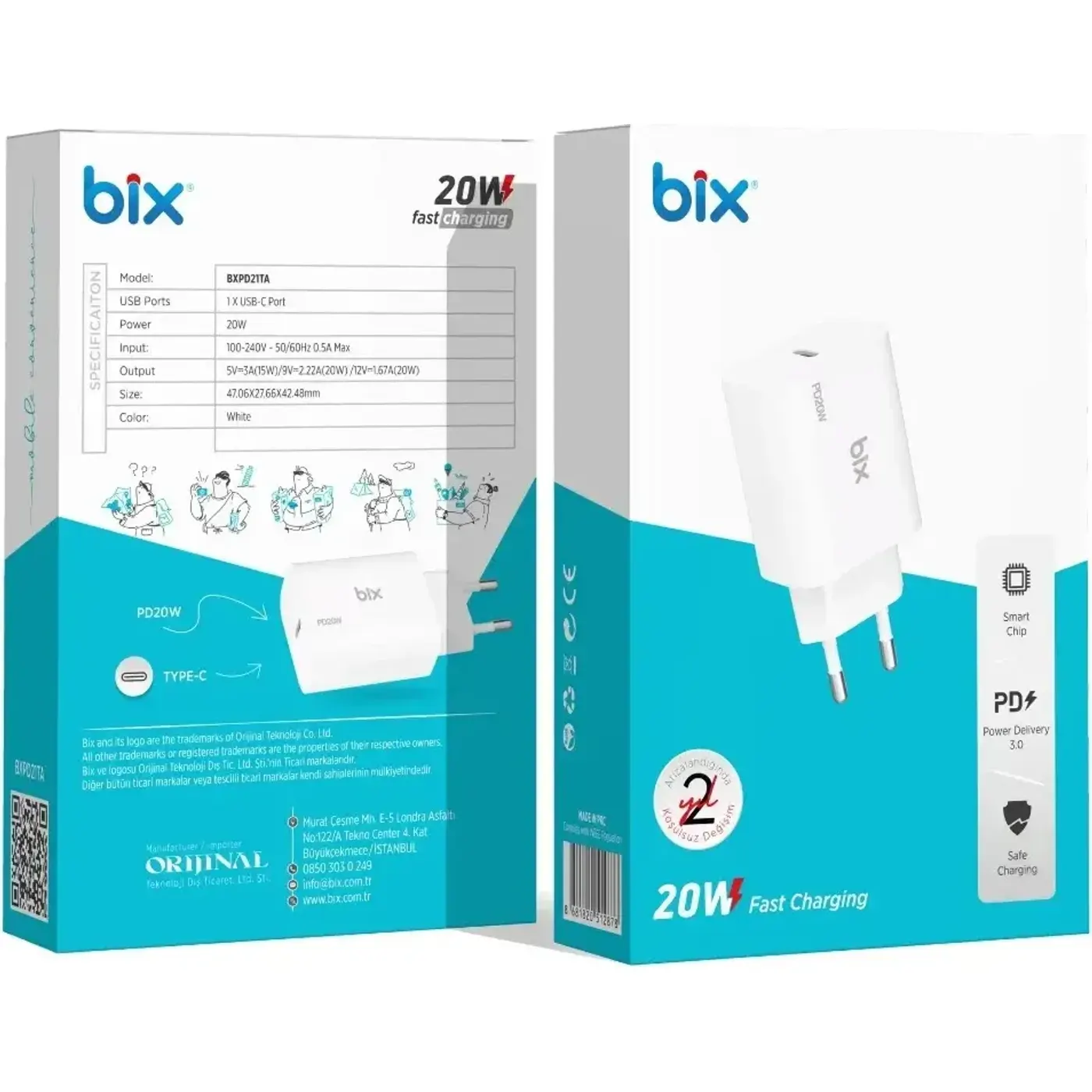 BXPD21TA 20W Type-C PD 3.0 Akıllı Çip ve Akım Şarj — görsel 3