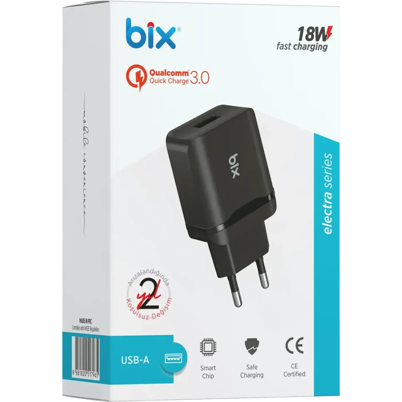 BXQCX8 18W USB-A QC 3.0 Hızlı Şarj Cihazı — görsel 2