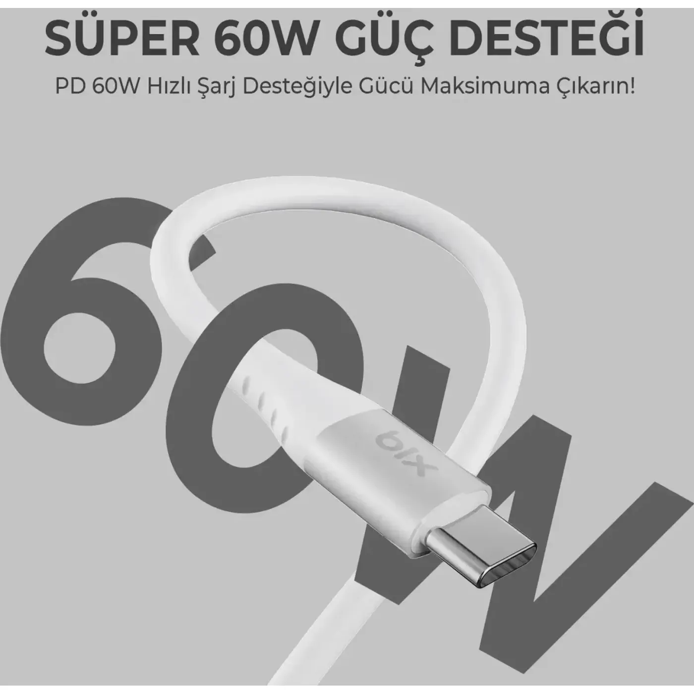 BXSC1CC 60W Type-C to Type-C Silikon Şarj ve Data — görsel 3
