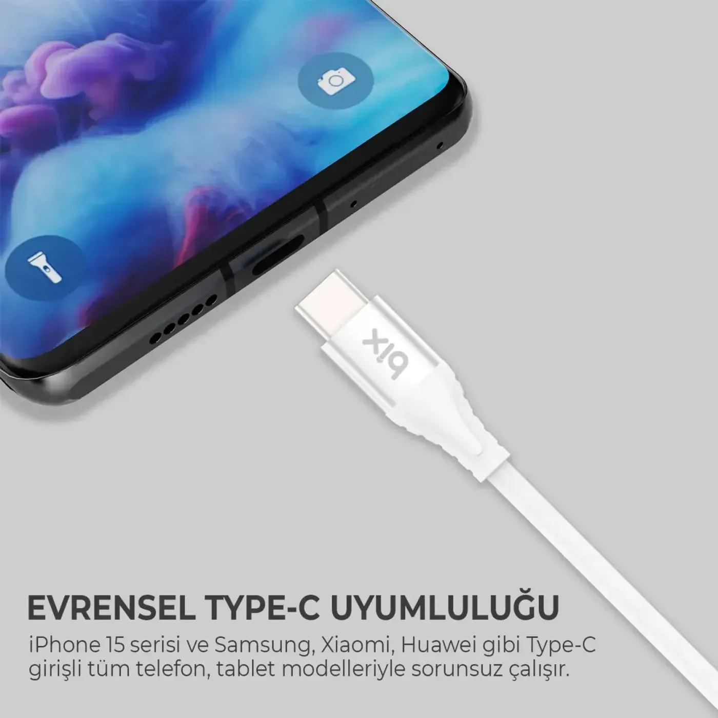 BXSC1CC 60W Type-C to Type-C Silikon Şarj ve Data — görsel 5