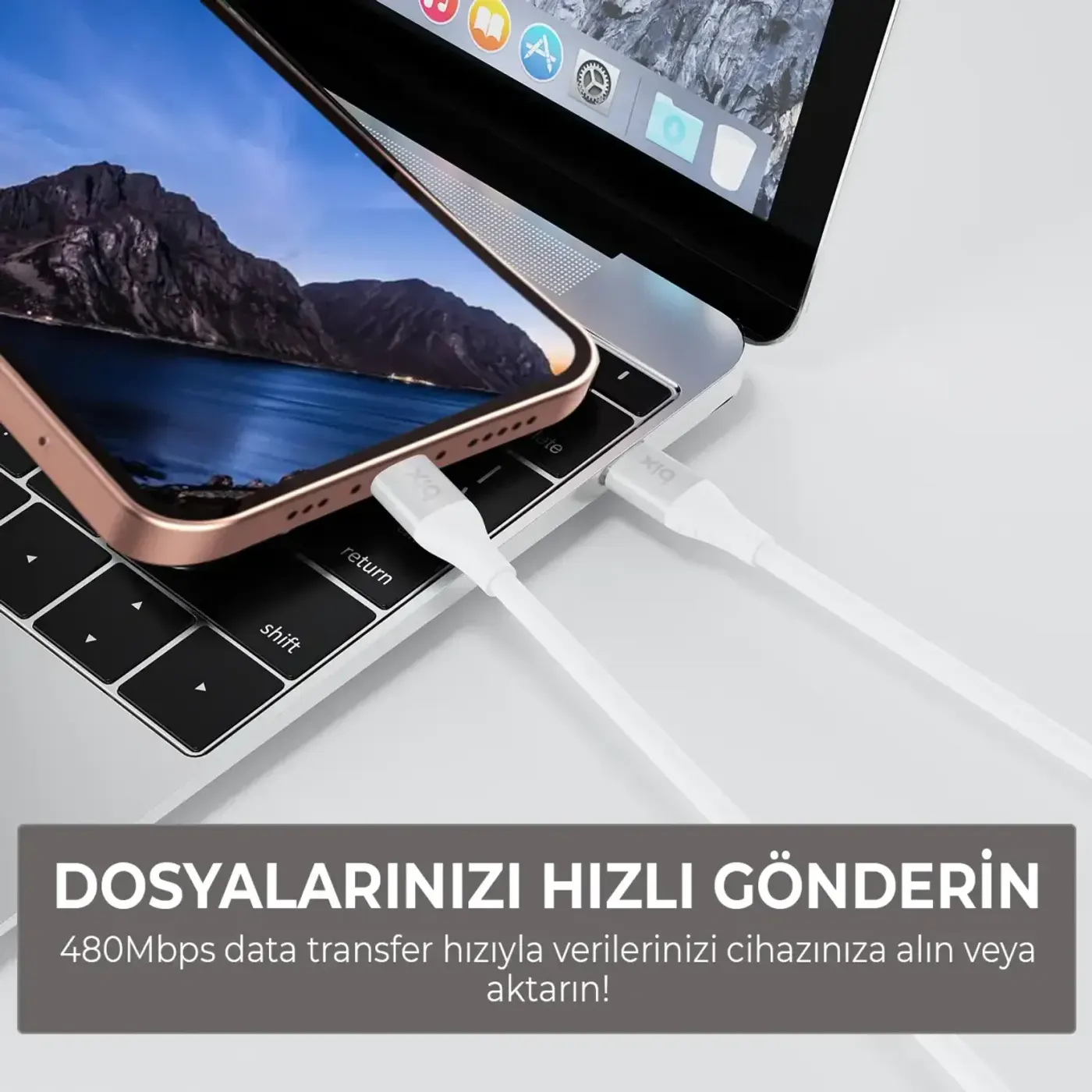 BXSC1CL 60W Type-C to Lightning Silikon Şarj ve Data — görsel 5