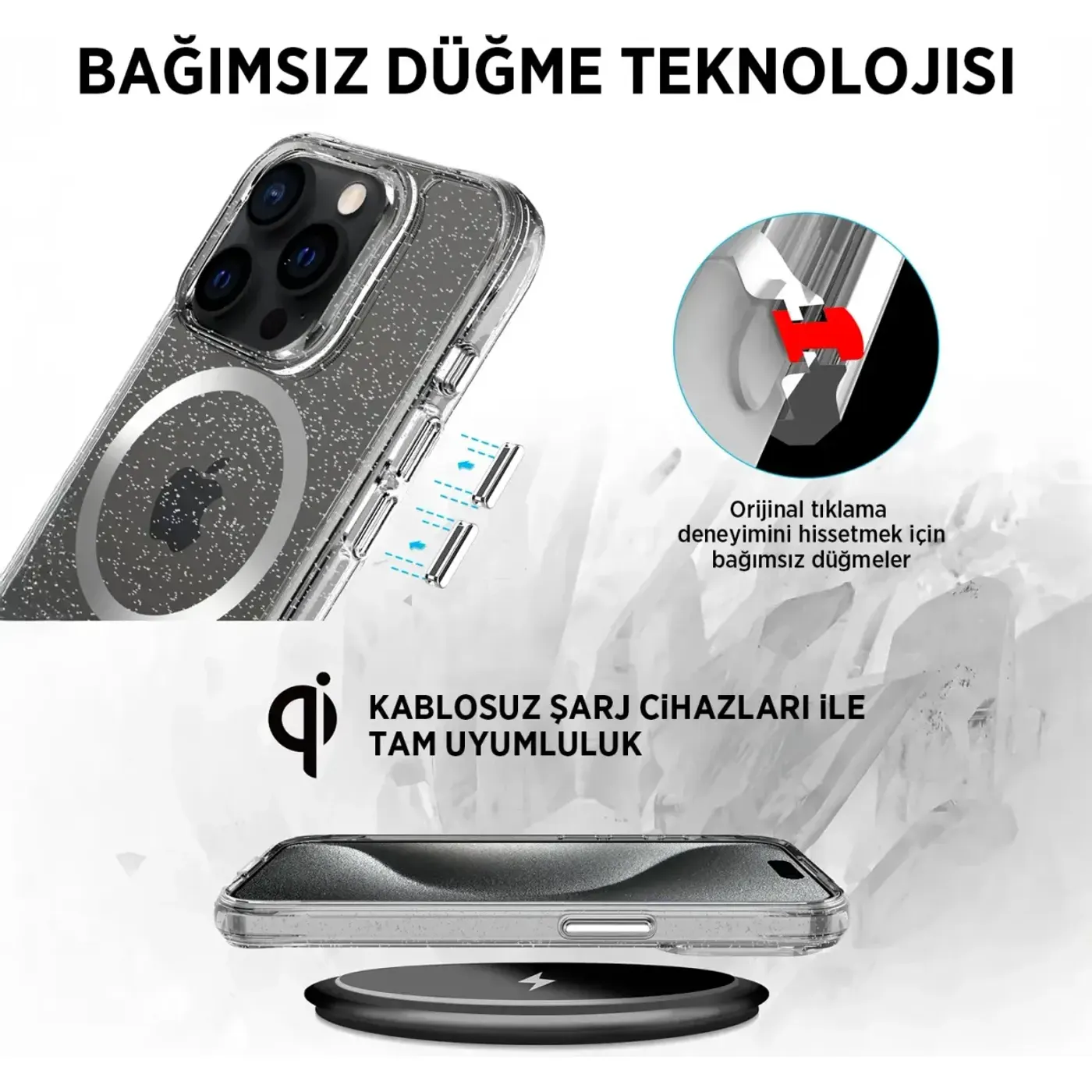 Bix Pure Glitter MagSafe Kılıf – Kamera ve Ekran Çift — görsel 2