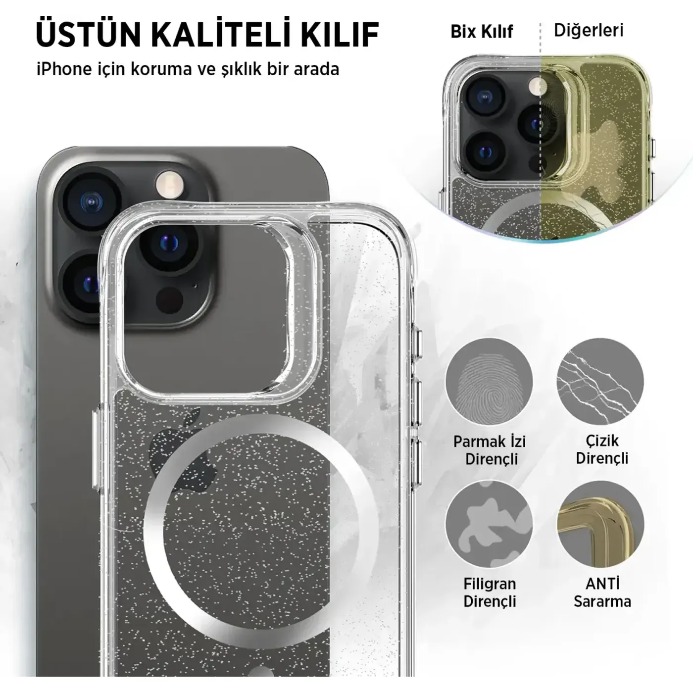 Bix Pure Glitter MagSafe Kılıf – Kamera ve Ekran Çift — görsel 3
