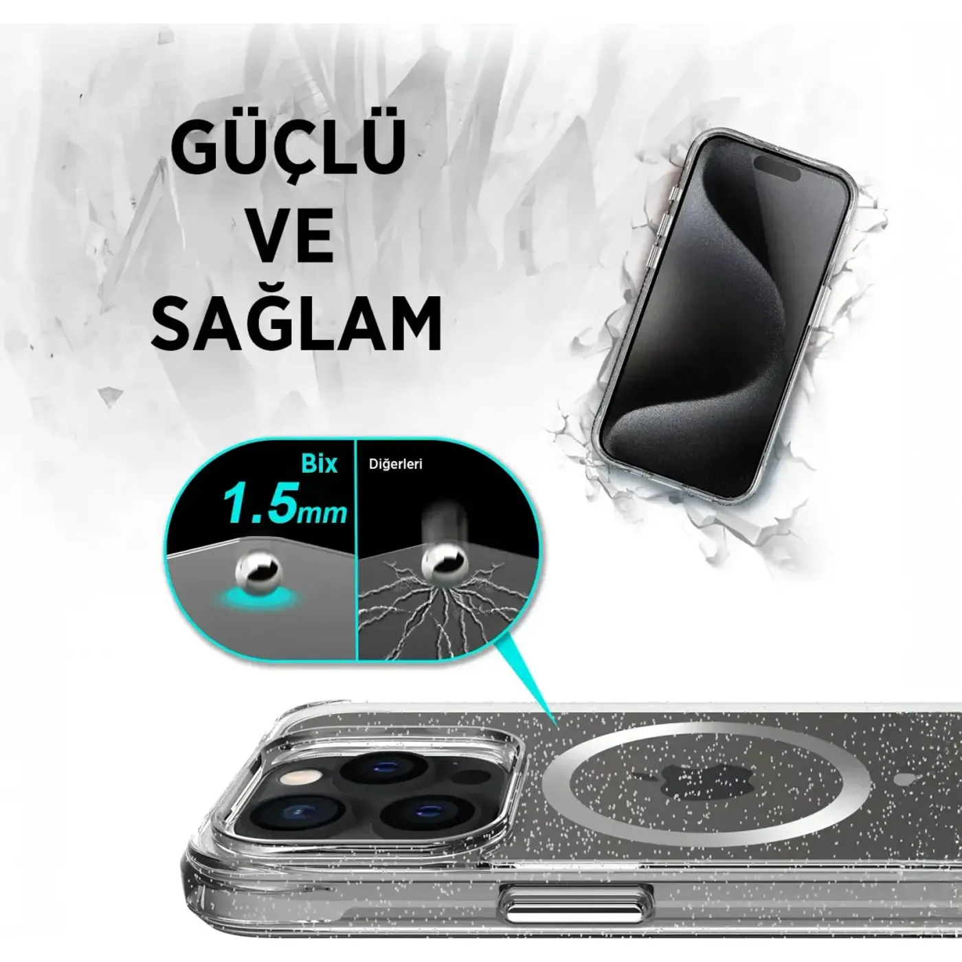 Bix Pure Glitter MagSafe Kılıf – Kamera ve Ekran Çift — görsel 4