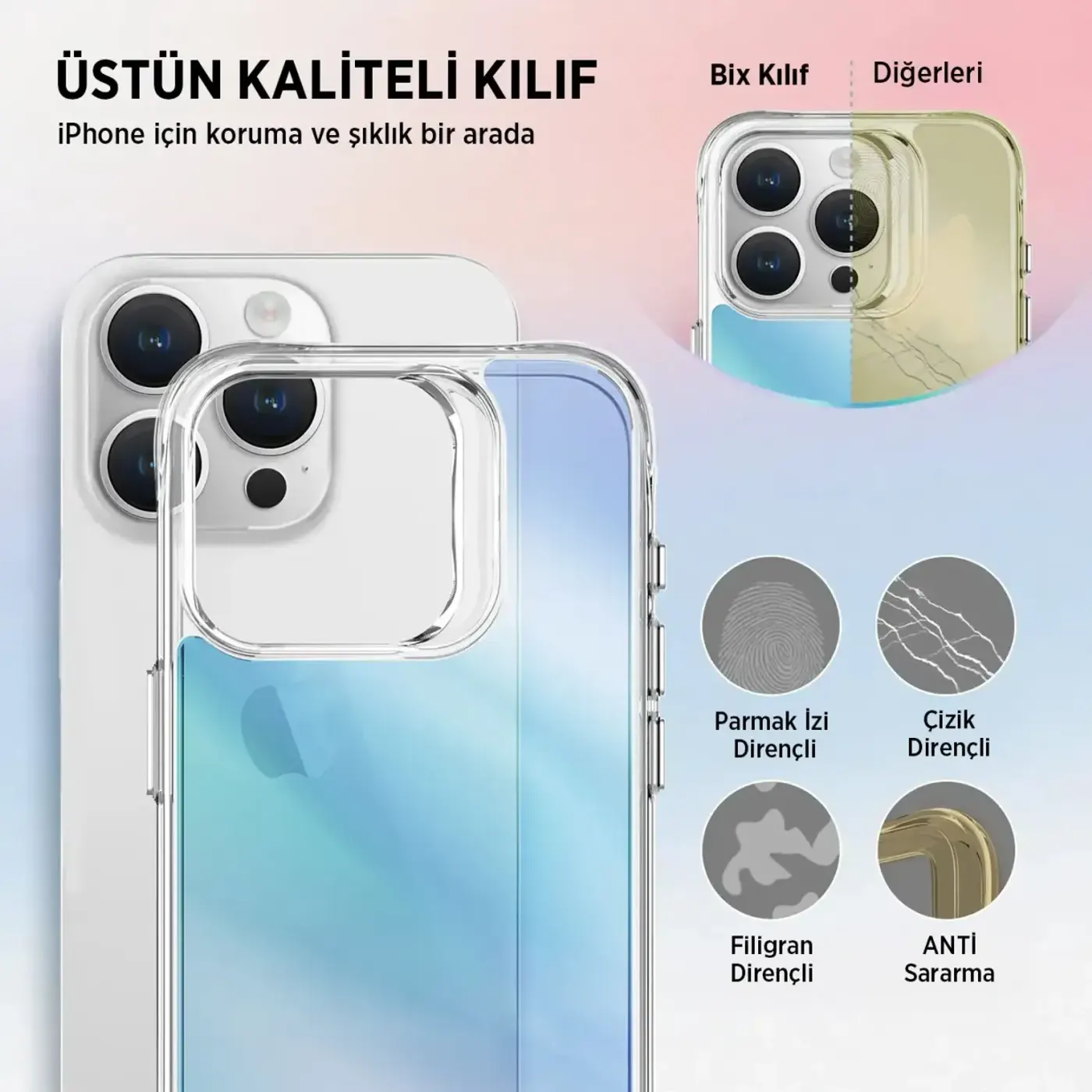 Bix Pure Rainbow Telefon Kılıfı – Renk Geçişleri, Darbe — görsel 4