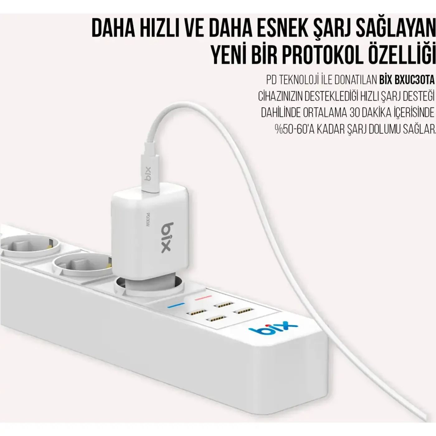 BXUC30TA 30W Type-C PD 3.0 Hızlı Şarj Adaptörü Şarj — görsel 5