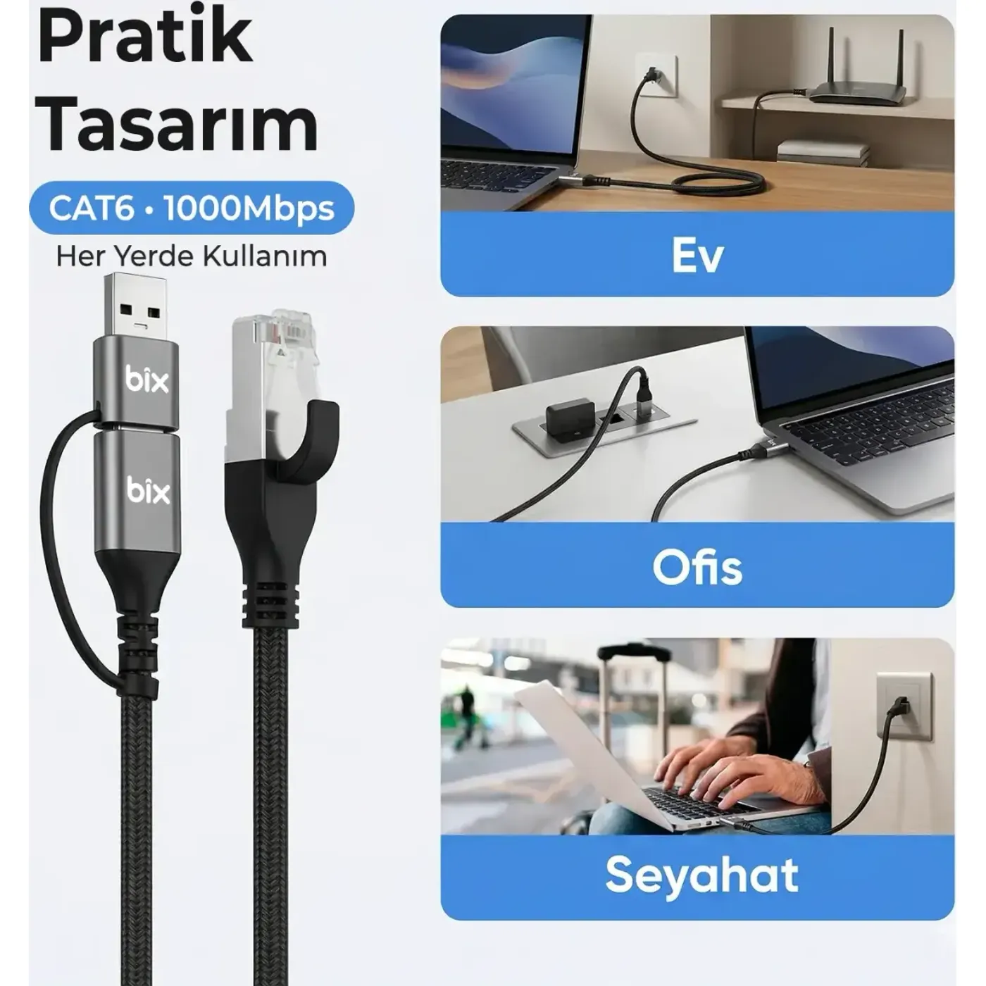 C6AC15 2in1 USB-A & Type-C to RJ45 Ethernet — görsel 6