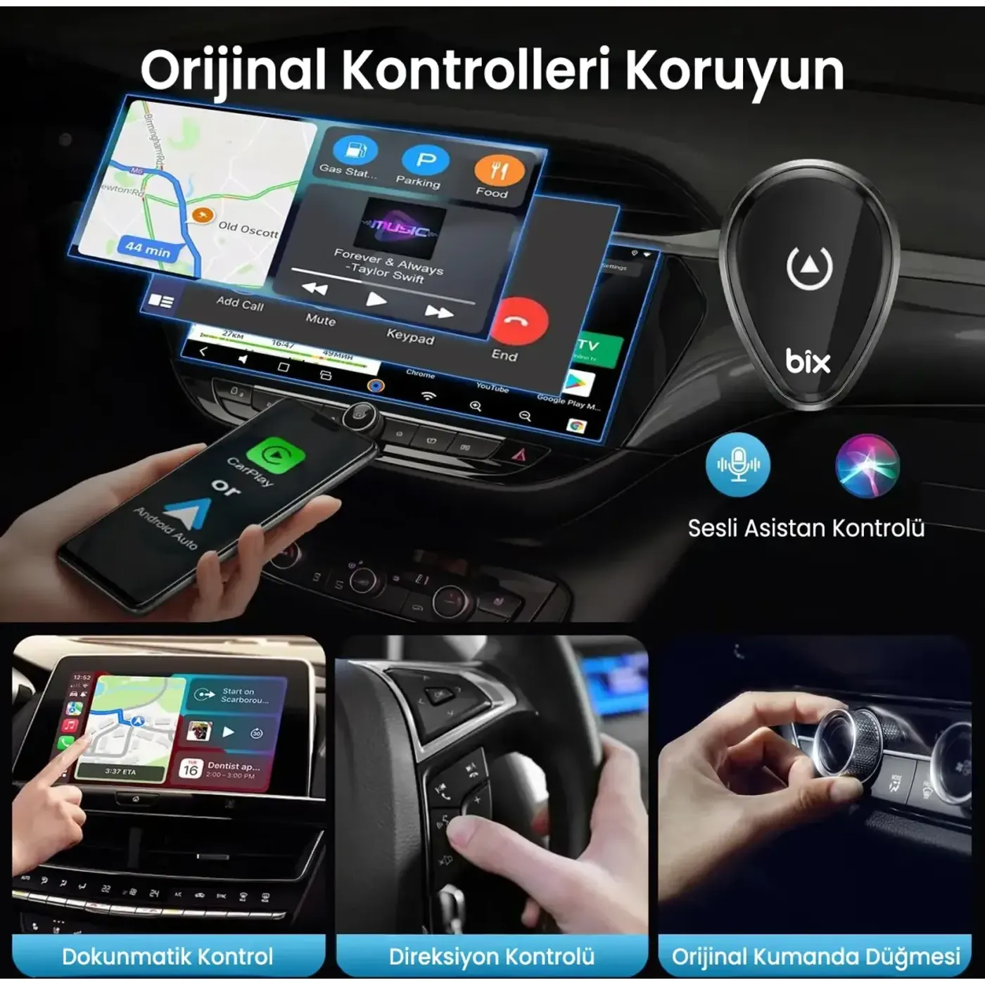 CB01 2.4G/5G WiFi CarPlay Android Auto Kabloludan — görsel 5