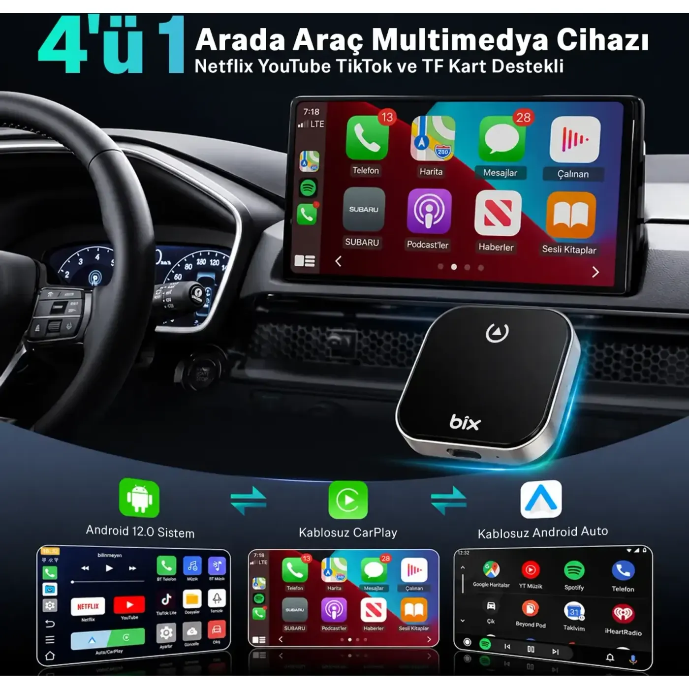 CB03 Kablosuz CarPlay Android Auto Adaptörü 2.4G/5G — görsel 2