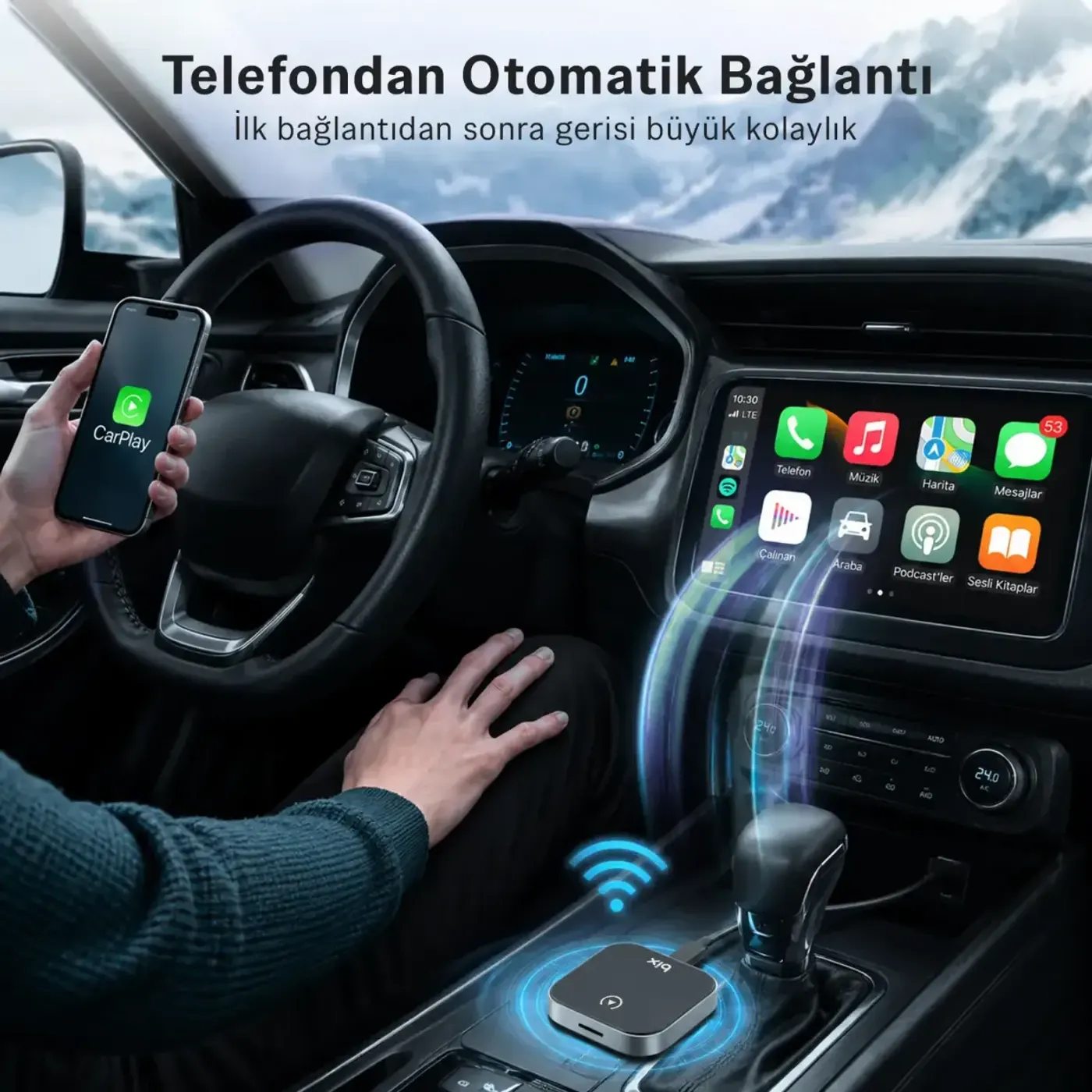 CB03 Kablosuz CarPlay Android Auto Adaptörü 2.4G/5G — görsel 3