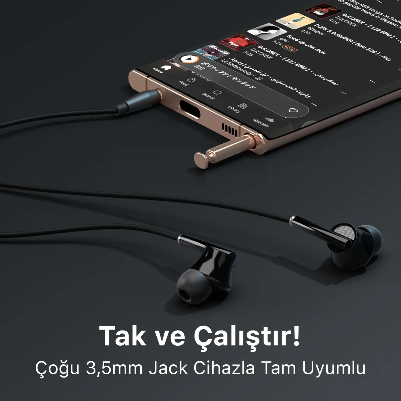 HF01A 14mm Extra Bass Özellikli Mikrofonlu 3.5mm AUX — görsel 3