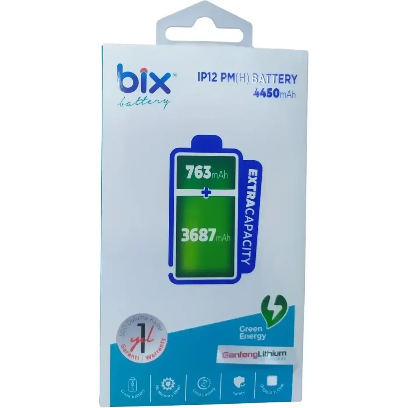 Bix IP12PM(H) iPhone 12 Pro Max için 4450mAh Batarya