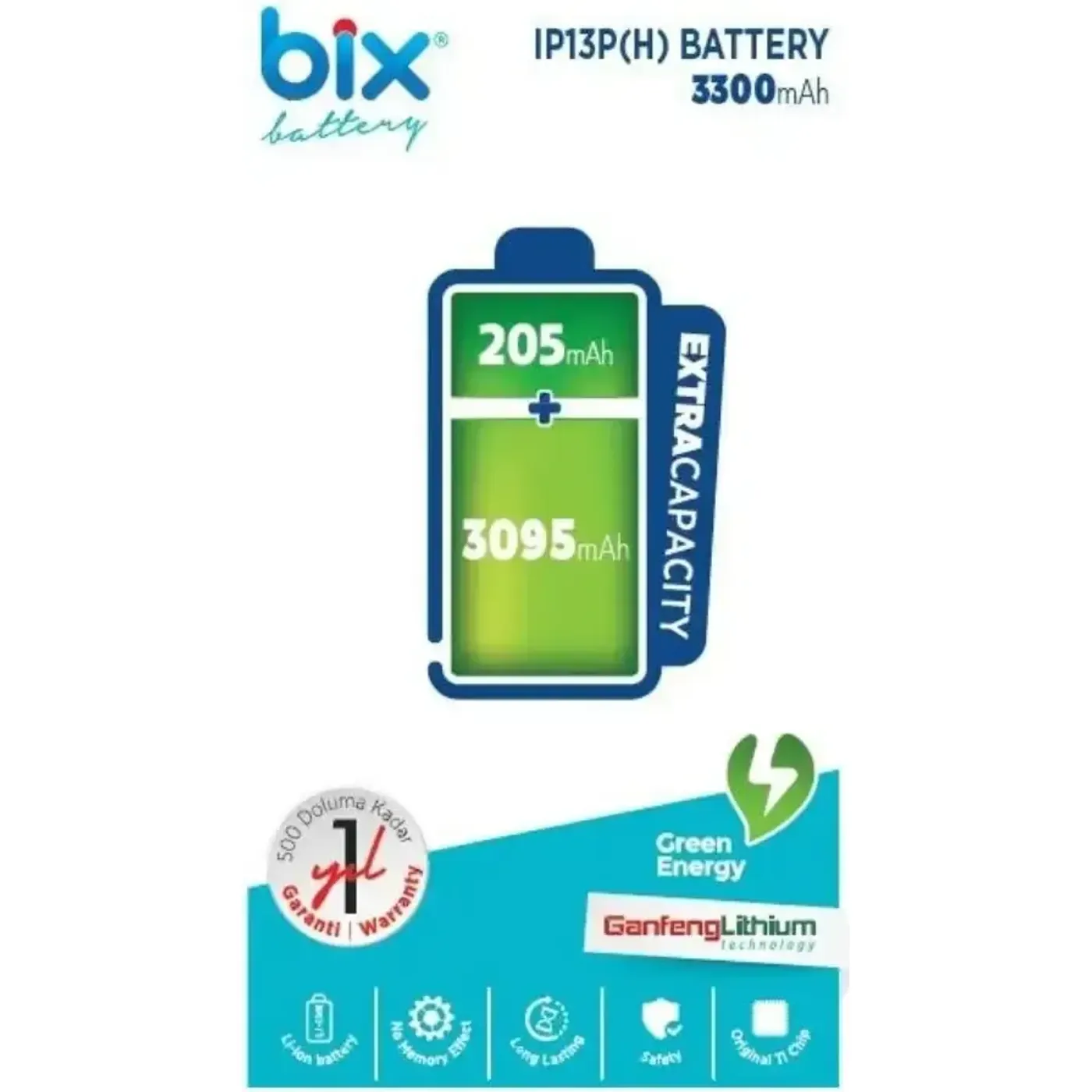 Bix IP13P(H) iPhone 13 Pro için 3300mAh Ekstra Batarya