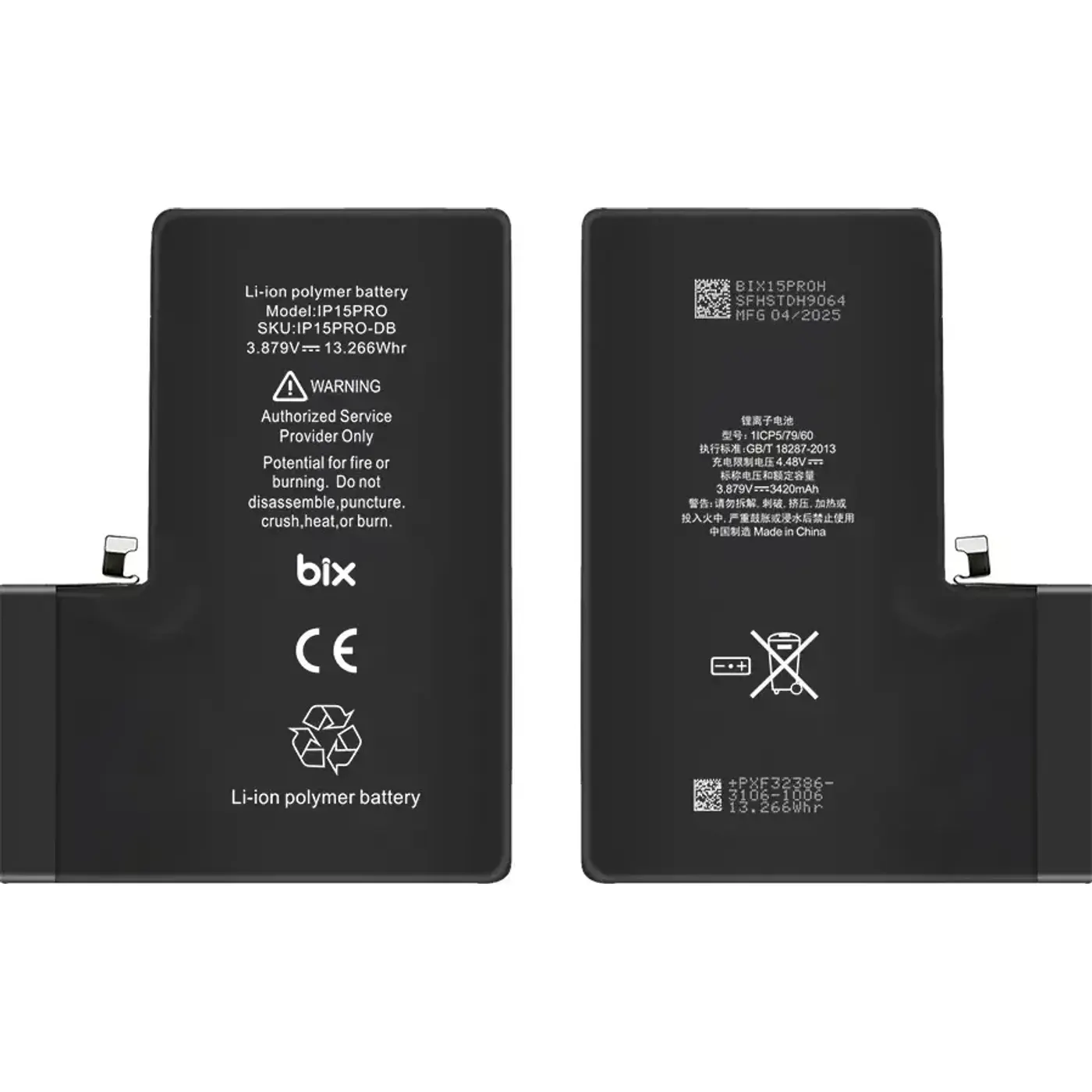 iPhone 15 Pro için 3420mAh Ekstra Kapasiteli Batarya