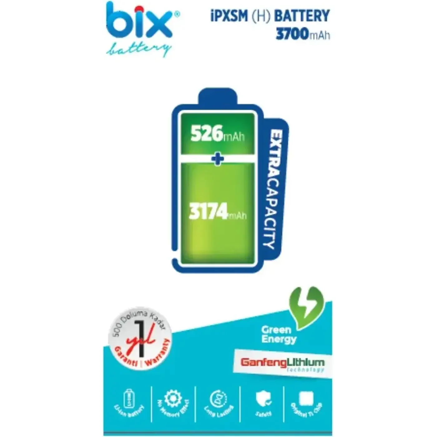 Bix IPXSM (H) iPhone XS Max için 3700mAh Ekstra Batarya