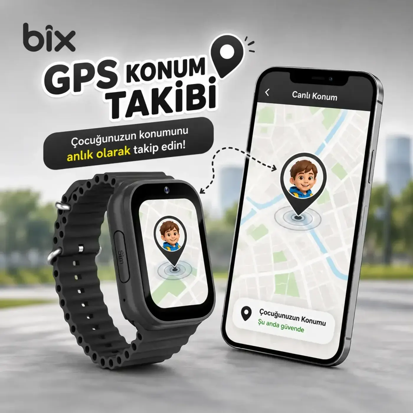 Bix Kids KW01 Sim Kartlı GPS Rota Takipli Akıllı Saati — görsel 5