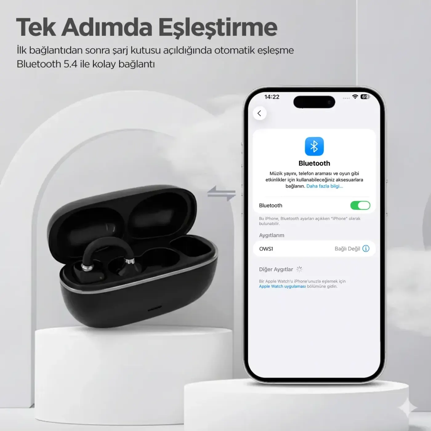 OWS1 Bluetooth 5.4 Hafif Open-Ear Kulak İçi Kulaklık — görsel 6