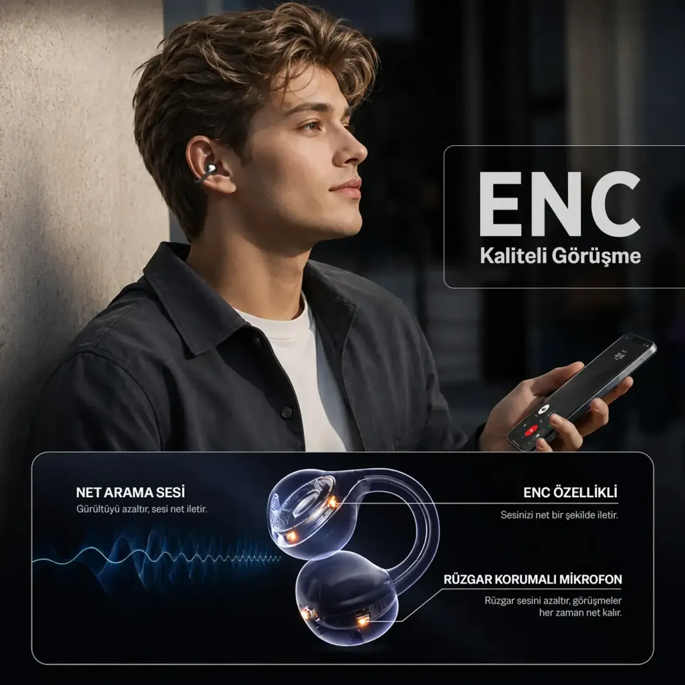 Bix OWS4 Bluetooth 6.0 IPX5 Open-Ear Kulaklık — görsel 4
