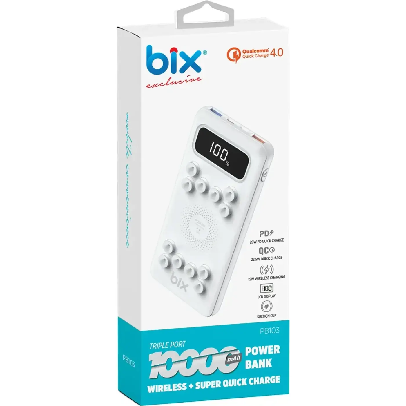PB103 10000 mAh Vantuzlu Kablosuz LED Powerbank — görsel 4