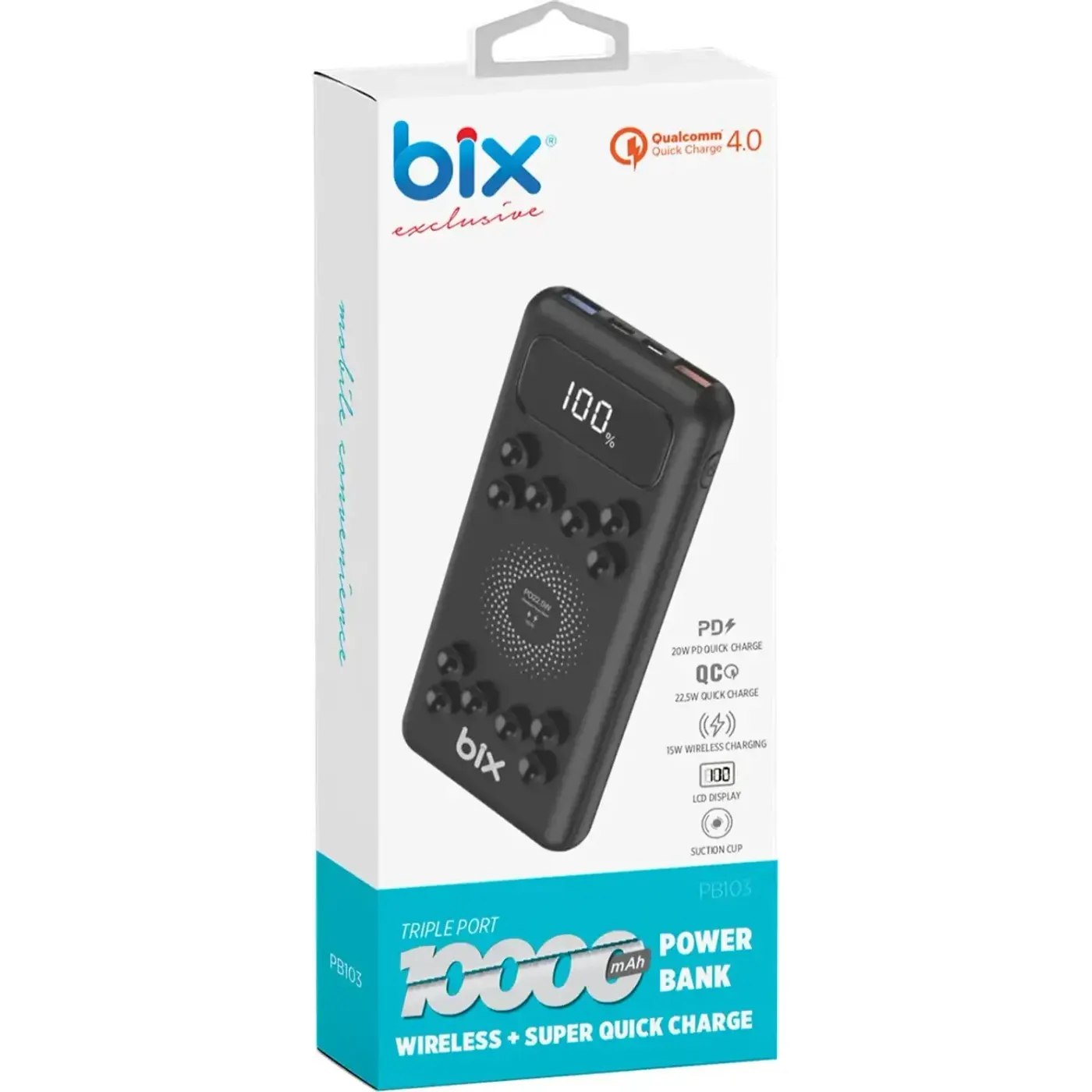 PB103 10000 mAh Vantuzlu Kablosuz LED Powerbank — görsel 4