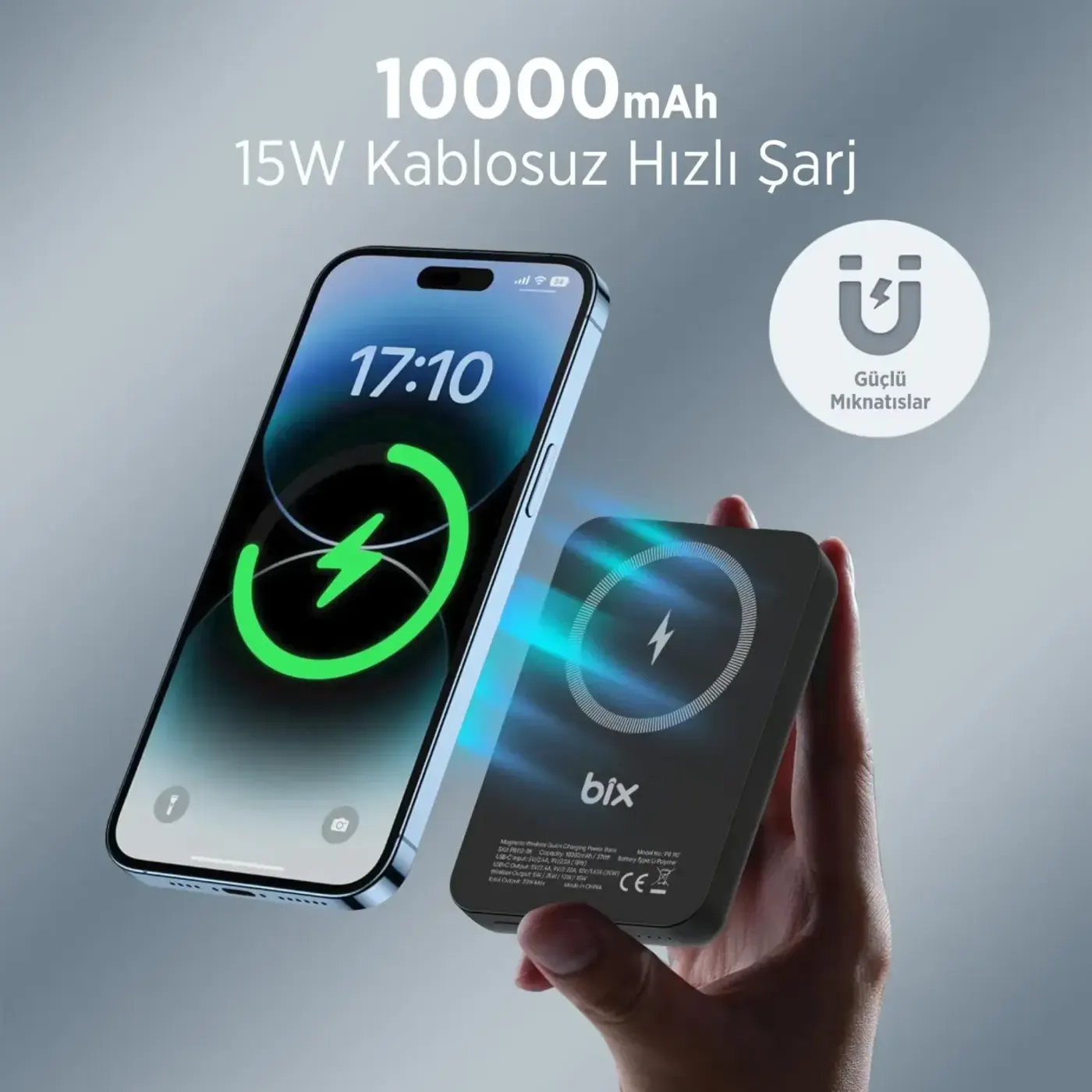 PB112 15W Manyetik Kablosuz Şarj ve 20W USB-C Hızlı — görsel 4