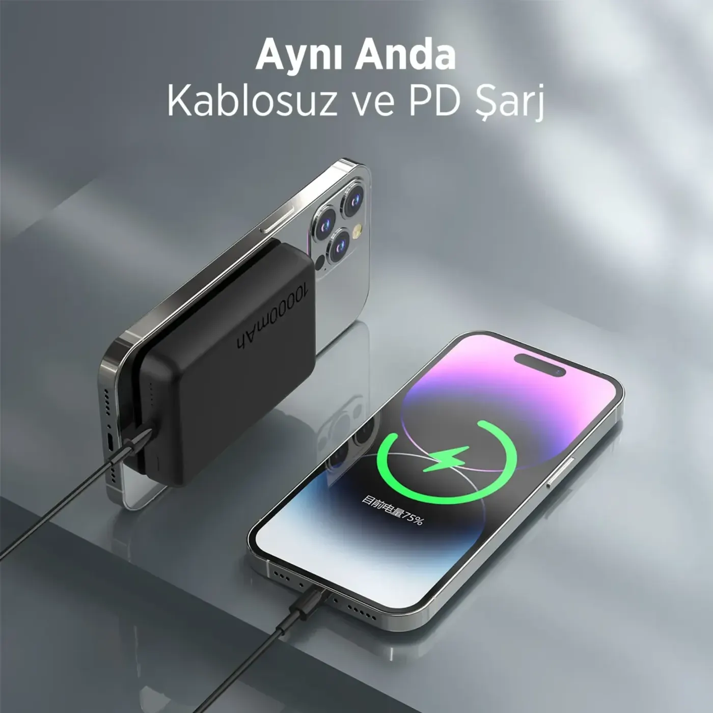 PB112 15W Manyetik Kablosuz Şarj ve 20W USB-C Hızlı — görsel 5