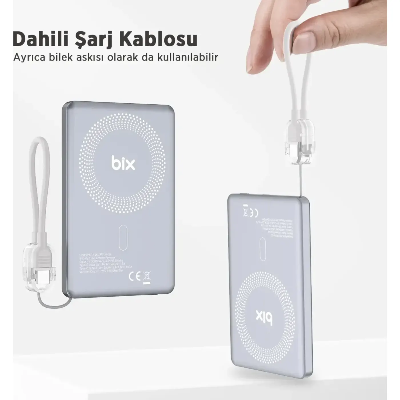 PB114 5000mAh 20W Dahili Type-C Kablolu 15W Manyetik — görsel 3