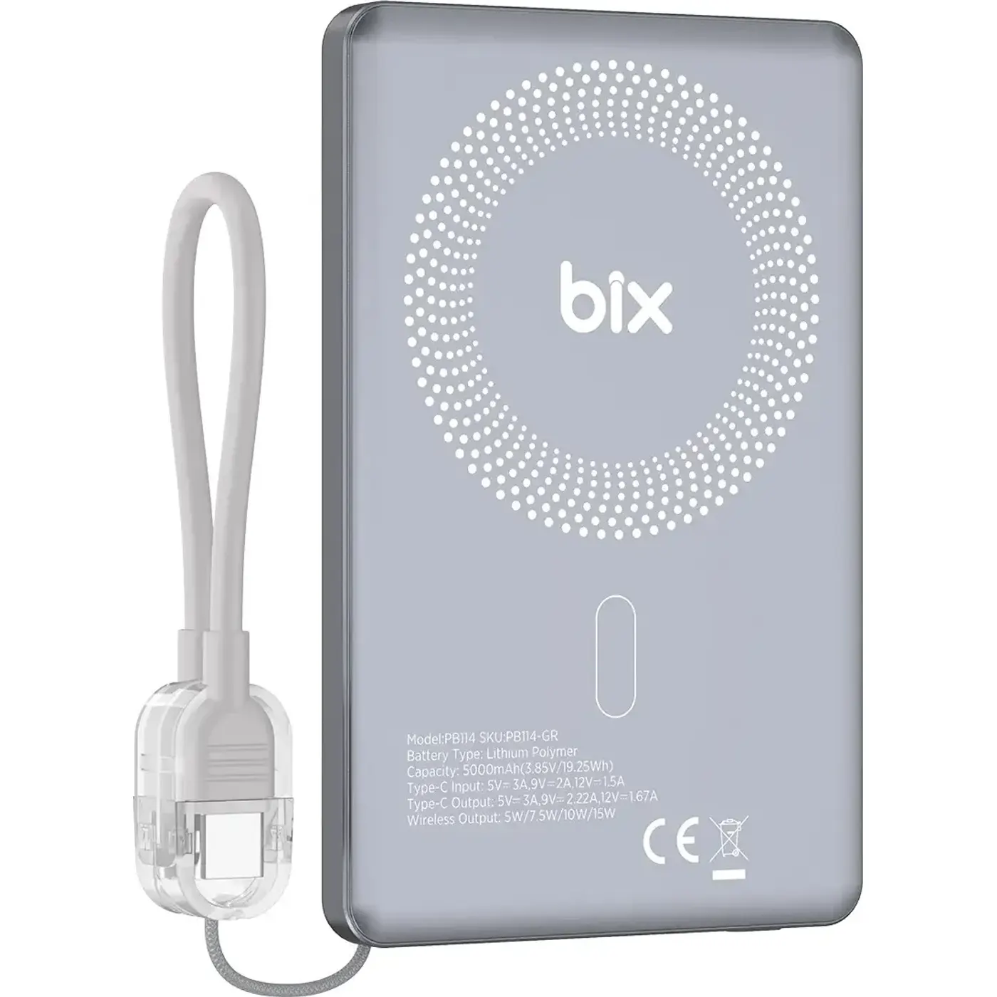 PB114 5000mAh 20W Dahili Type-C Kablolu 15W Manyetik