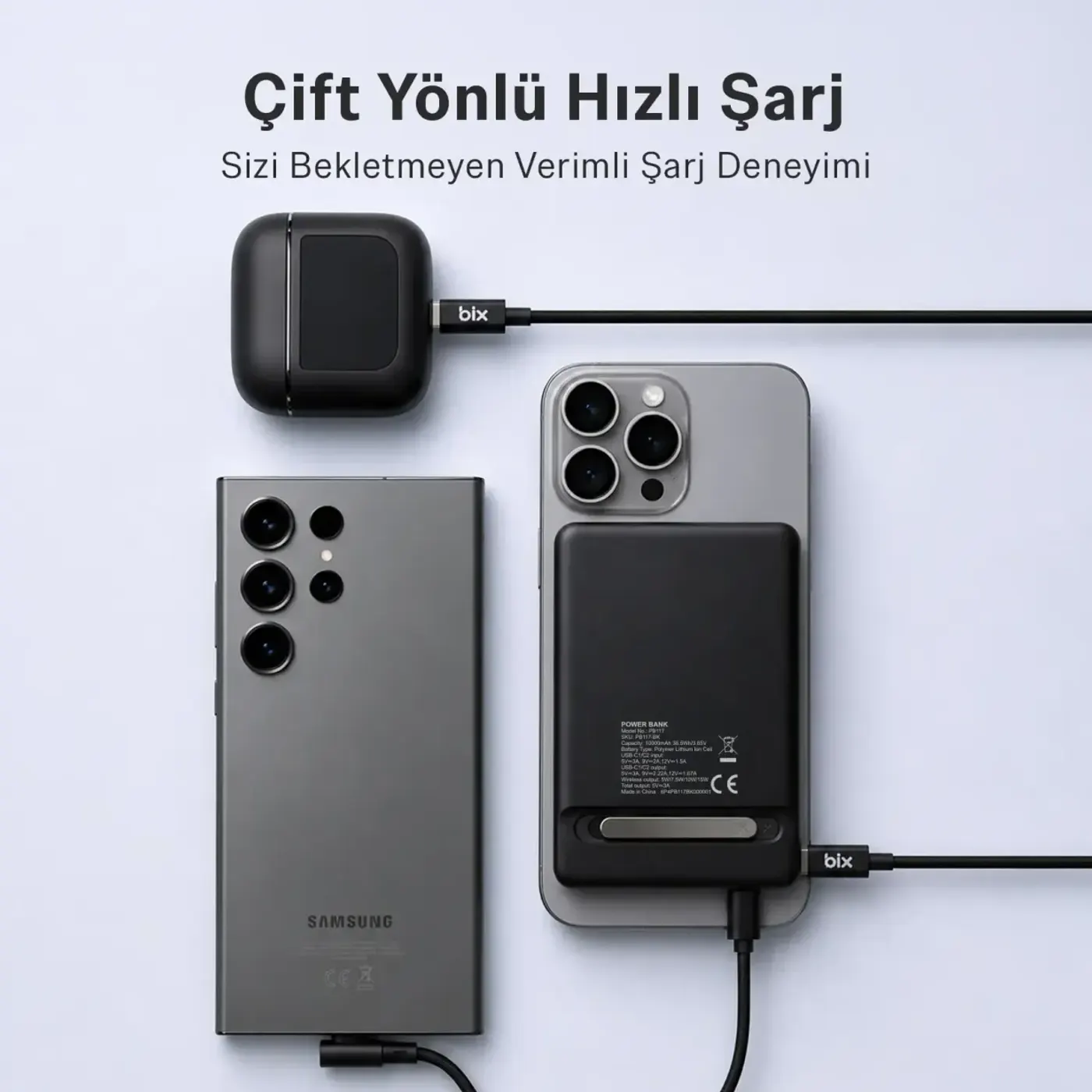 PB117 10000mAh PD20W Hızlı Şarj USB-C Çıkışlı Kablosuz — görsel 2