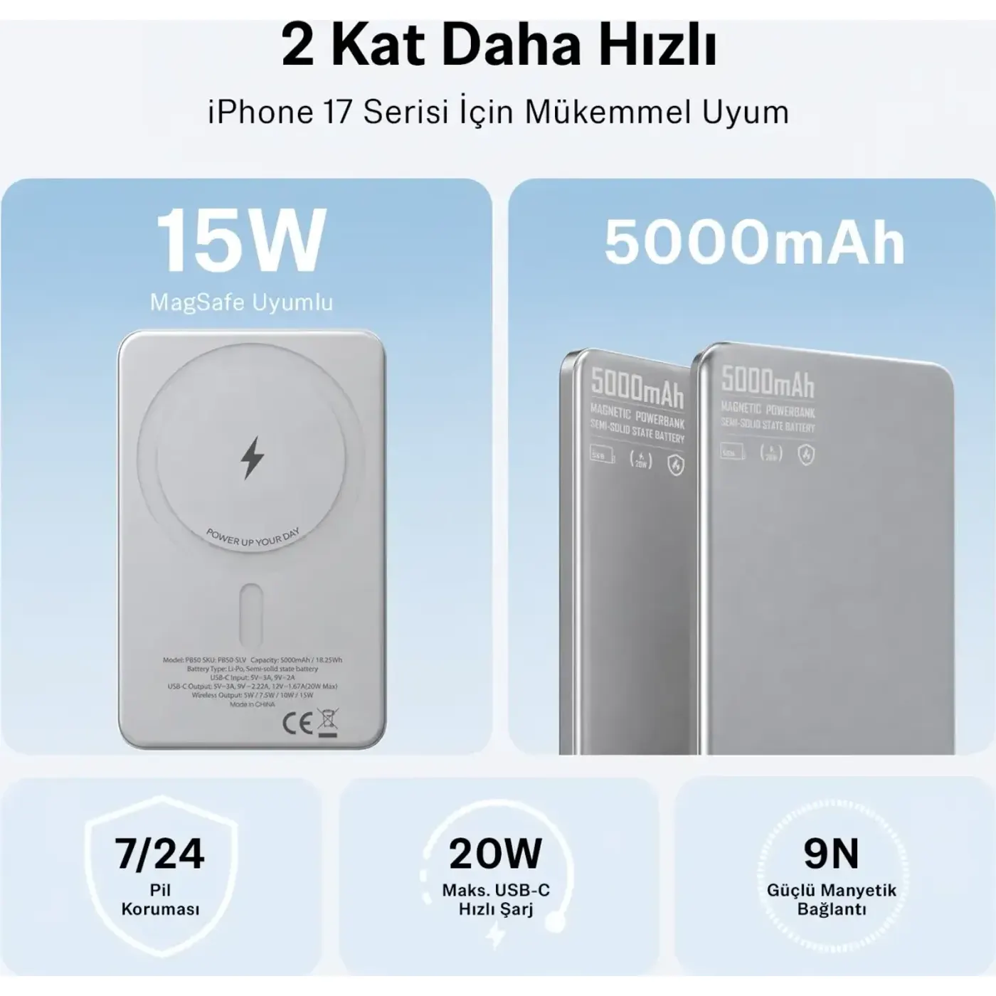 Bix PB50 5000 mAh 15W MagSafe Powerbank — görsel 3