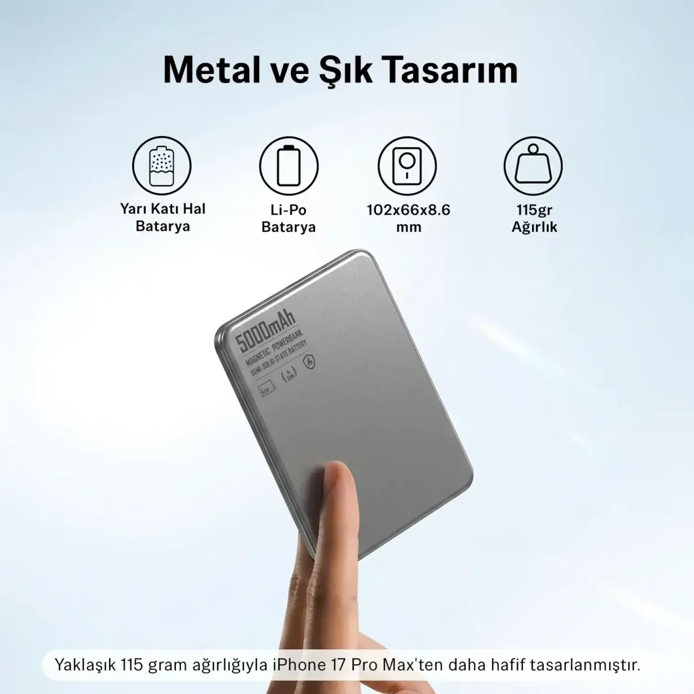 Bix PB50 5000 mAh 15W MagSafe Powerbank — görsel 6