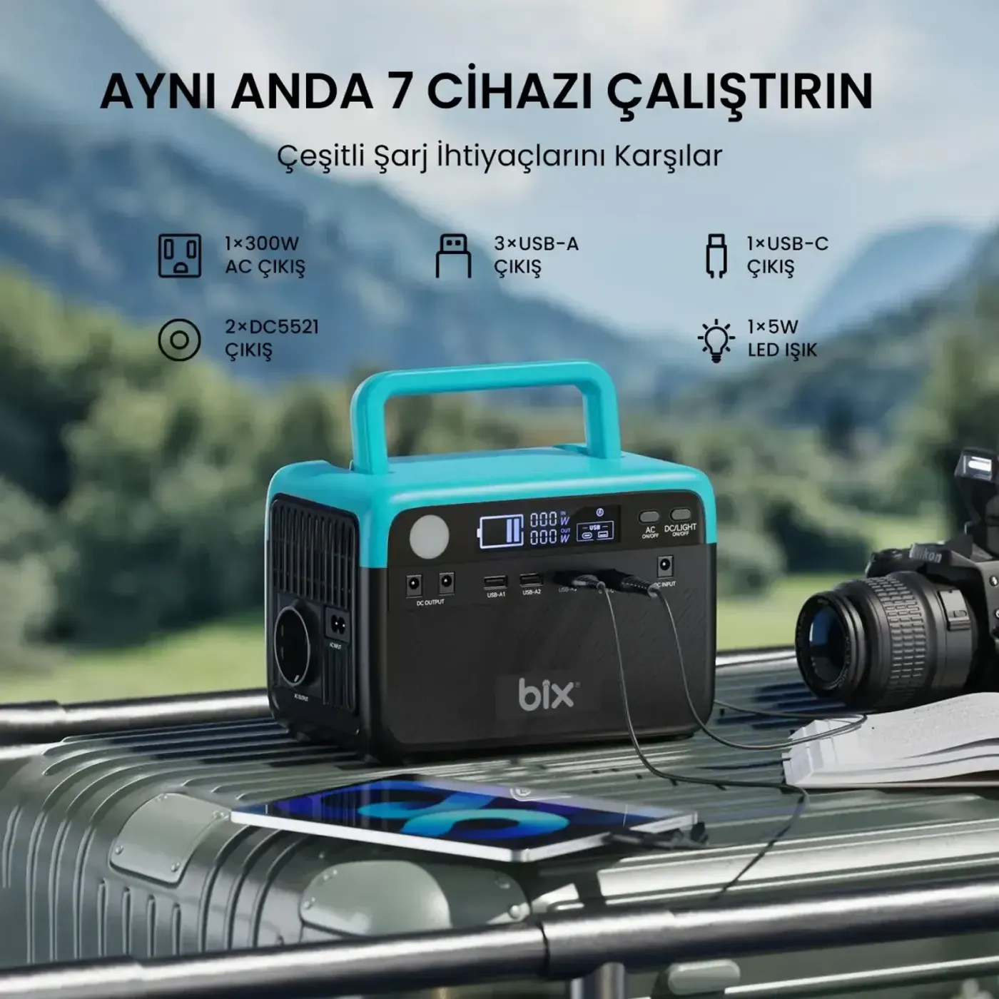 PS60K 192Wh 300W 230V 50Hz Saf Sinüs Taşınabilir Power — görsel 4