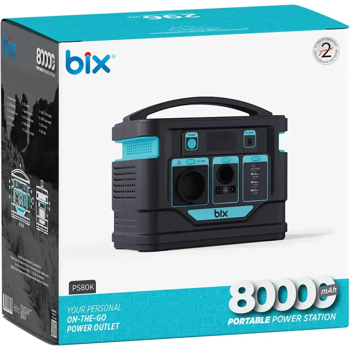 PS80K 80000mAh 296Wh 300W AC Priz, 3*USB-A, 45W Type-C — görsel 4