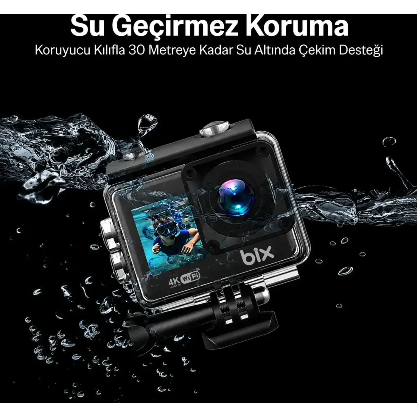 Bix Pulse 1 Wi-Fi 4K 30FPS Ultra HD Aksiyon Kamerası — görsel 5
