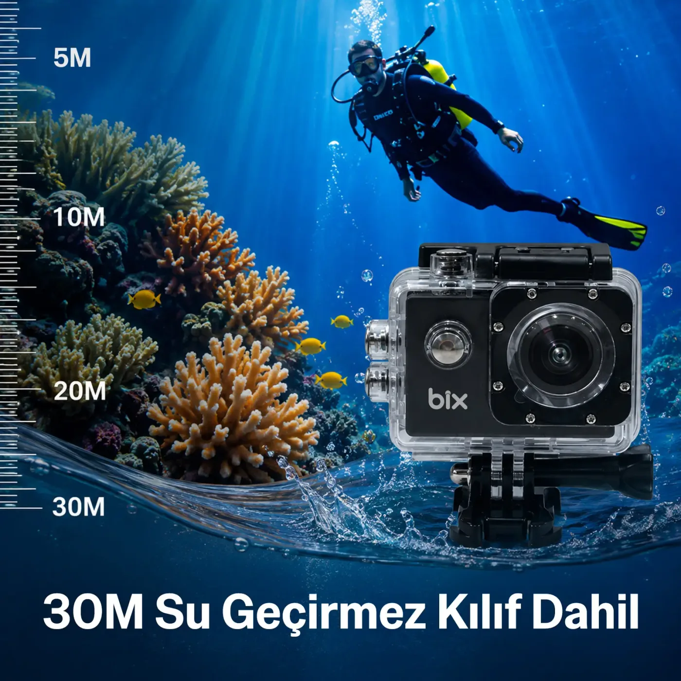 Bix Pulse 2 Wi-Fi 4K 30FPS Aksiyon Kamerası 20 MP Web — görsel 3