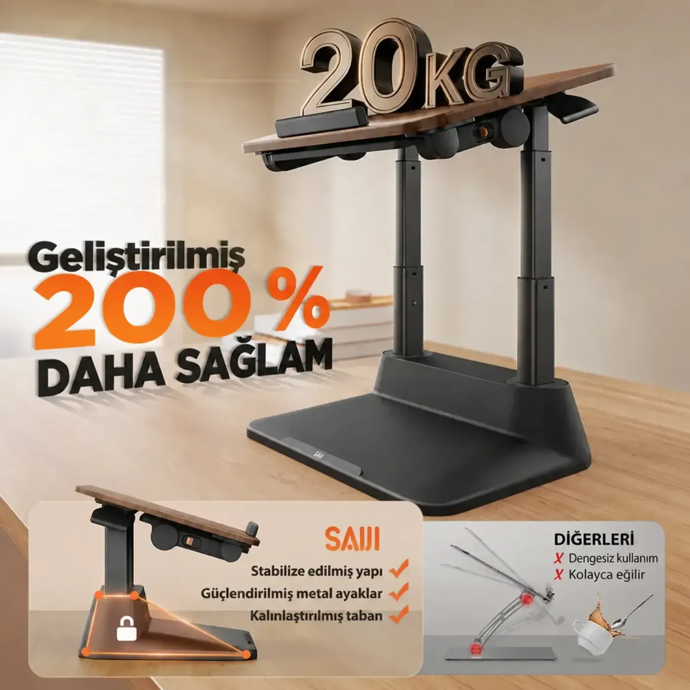 Bix Saiji D8 Ayarlanabilir Ergonomik Laptop Standı — görsel 4