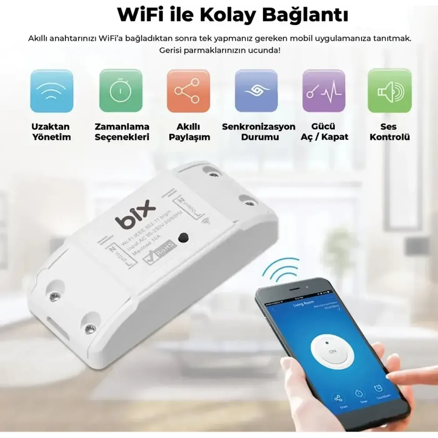 SC-01 WiFi Kontrollü Akıllı Röle Zamanlama ve Sesli — görsel 3