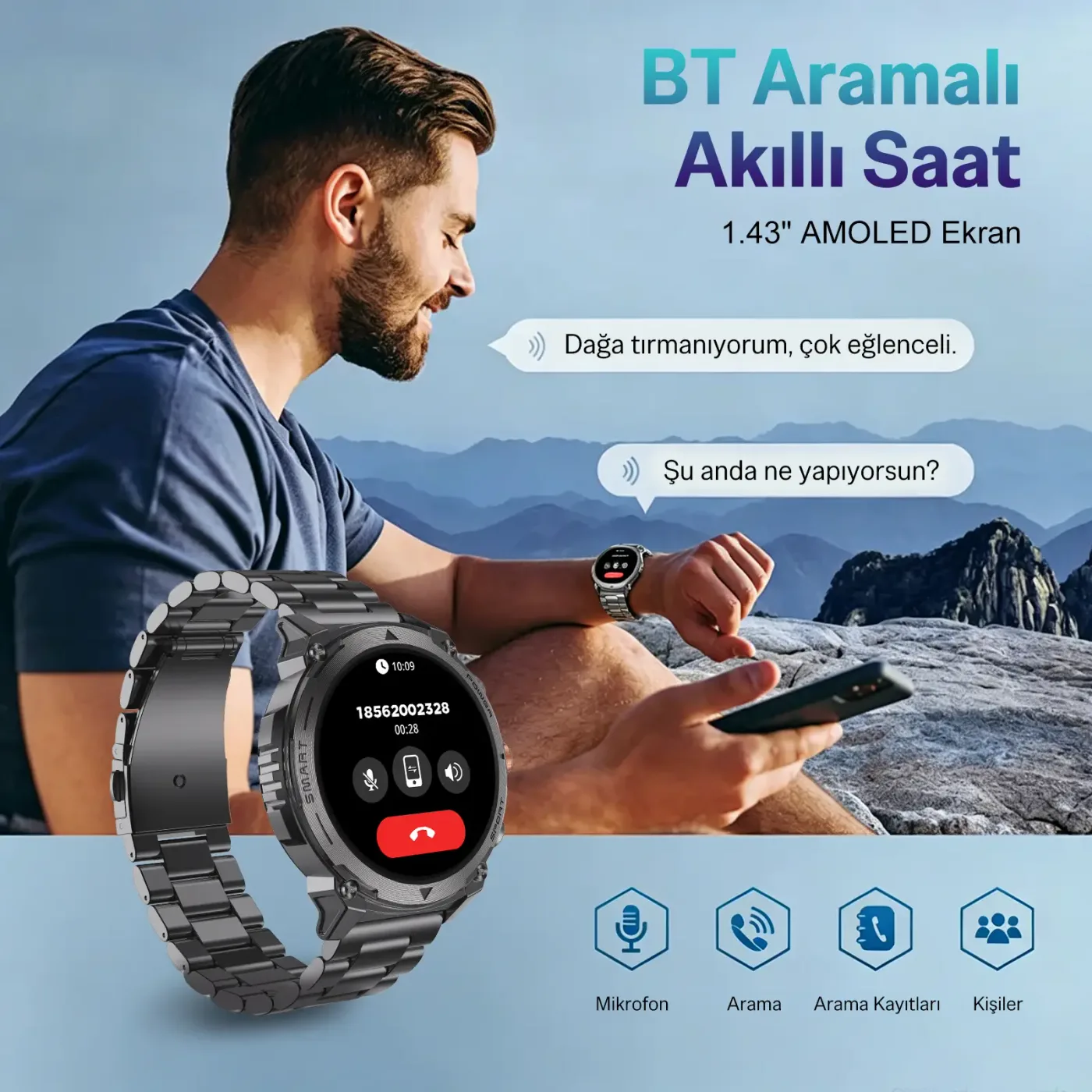 SW05 Metal Çerçeveli 1.43” AMOLED Ekran Akıllı Saat — görsel 5