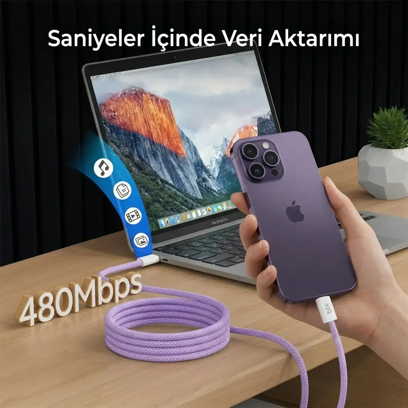 T4CC 65W USB-C to USB-C Manyetik Tasarımlı Kablosu — görsel 4