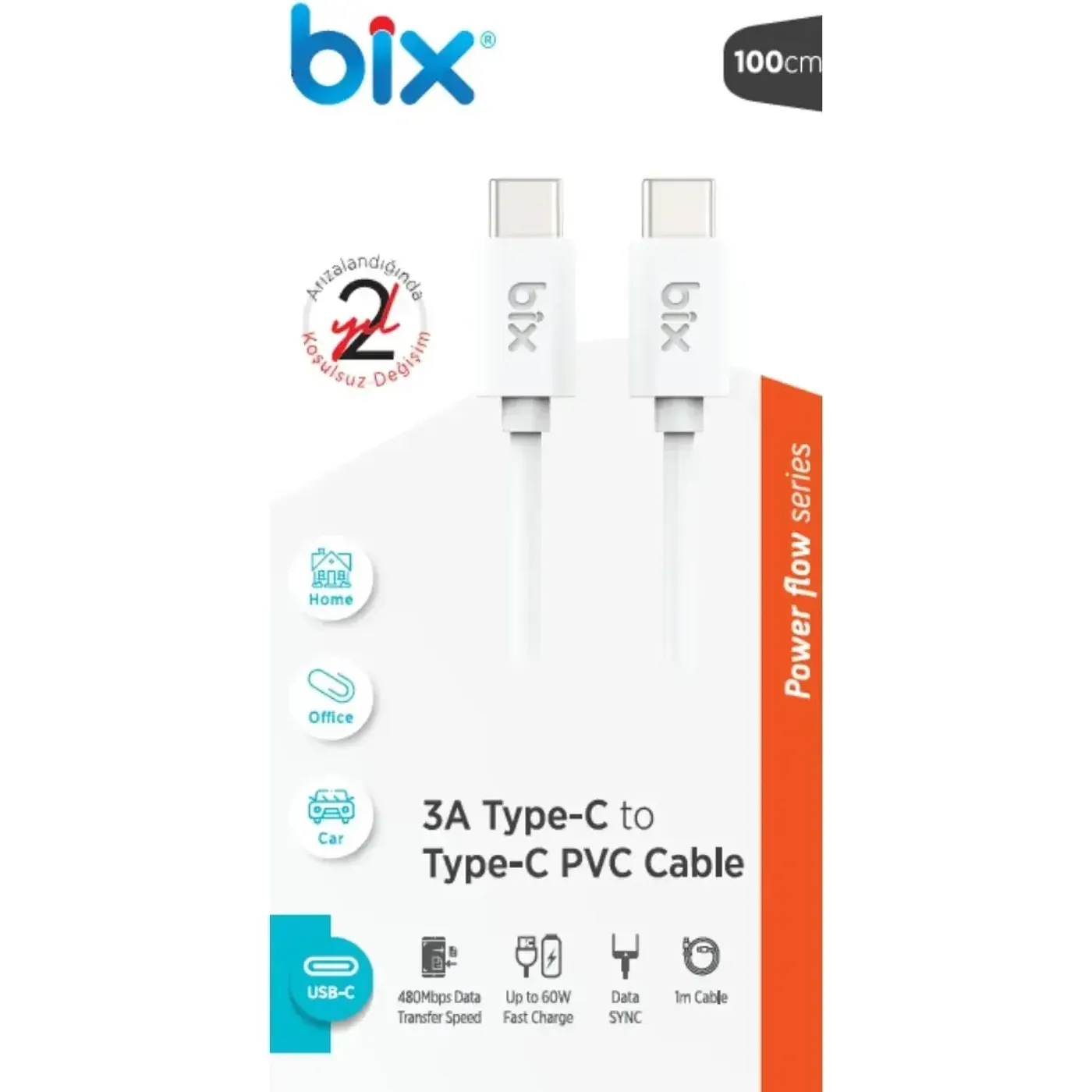 TC100C 60W PVC Type-C To Type-C Hızlı Şarj Ve Data — görsel 2